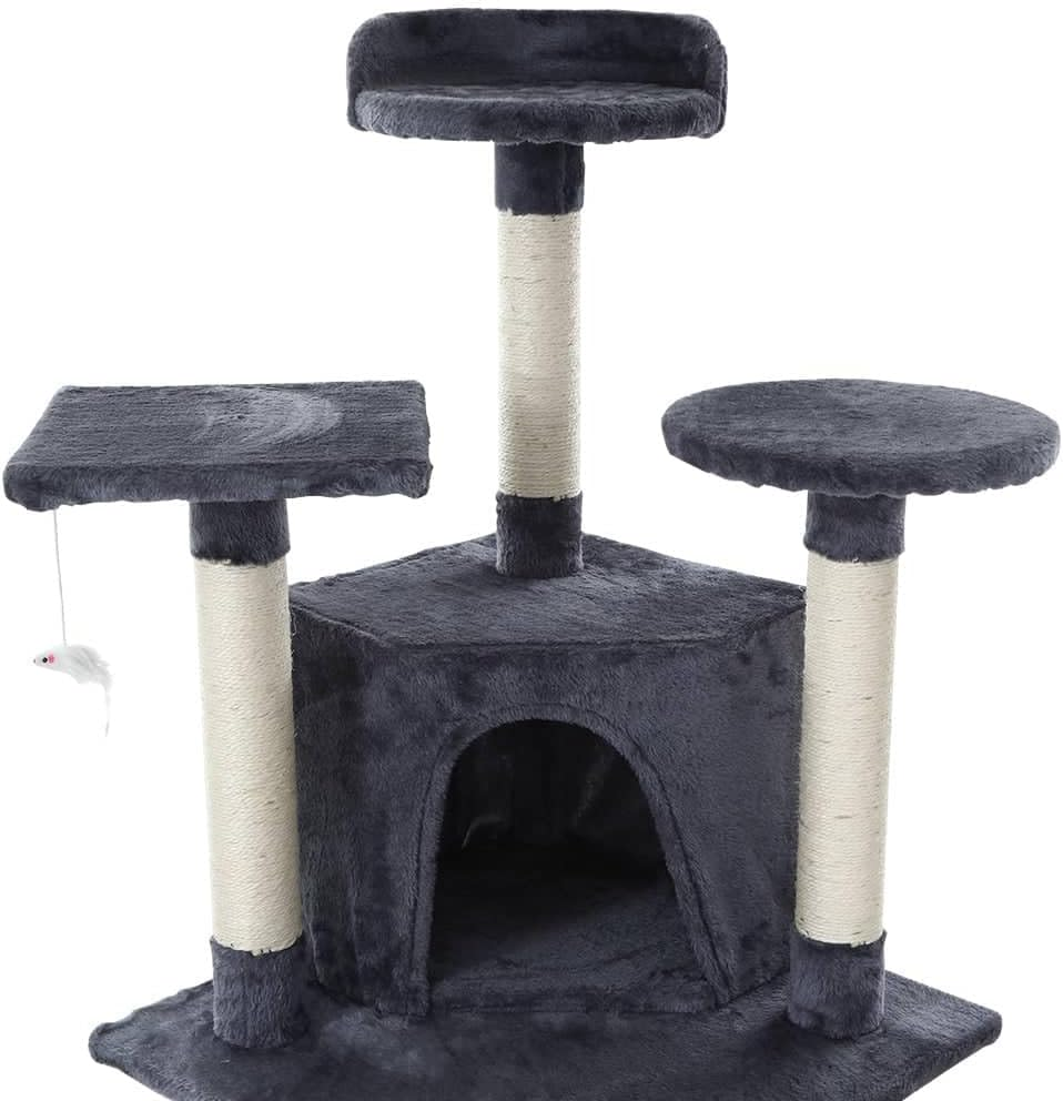 I.Pet Cat Tree Large Cats Tower Ultimate Scratching Post, 203Cm Height Pet Scratcher Cardboard Posts Indoor Kittens Wooden Play House Towers and Trees Corner Toys, with Grey Plush Cover Condo Toy image number 4