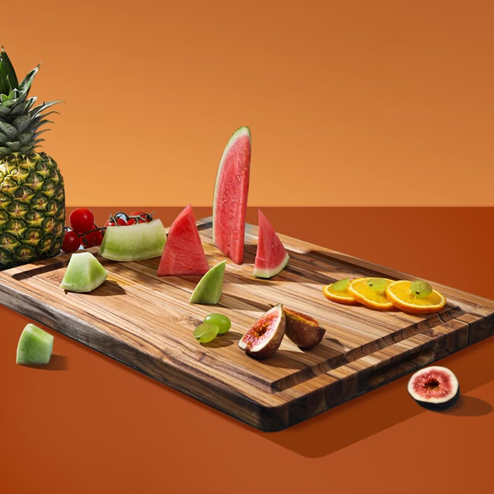 Leona Co Hard Wood Hygienic Cutting Board - Natural Wooden Chopping Board for Kitchen, 38X26X1.5Cm, Food-Safe Hardwood Cutting Surface image number 3