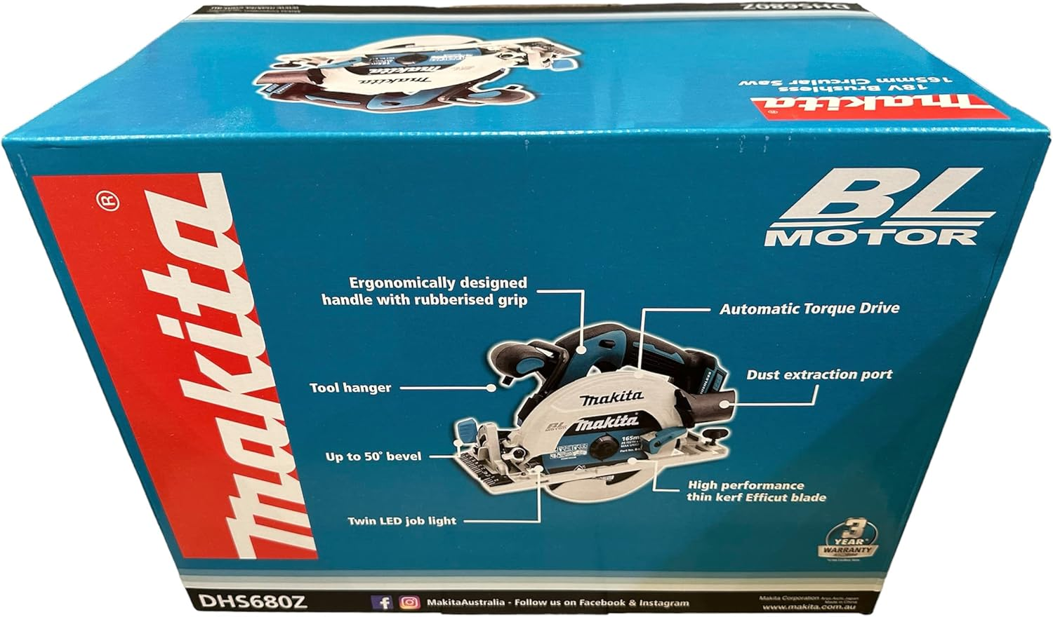 Makita DHS680Z 18V Cordless Brushless Circular Saw 165Mm (Tool Skin Only, Not Including Battery/Charger)