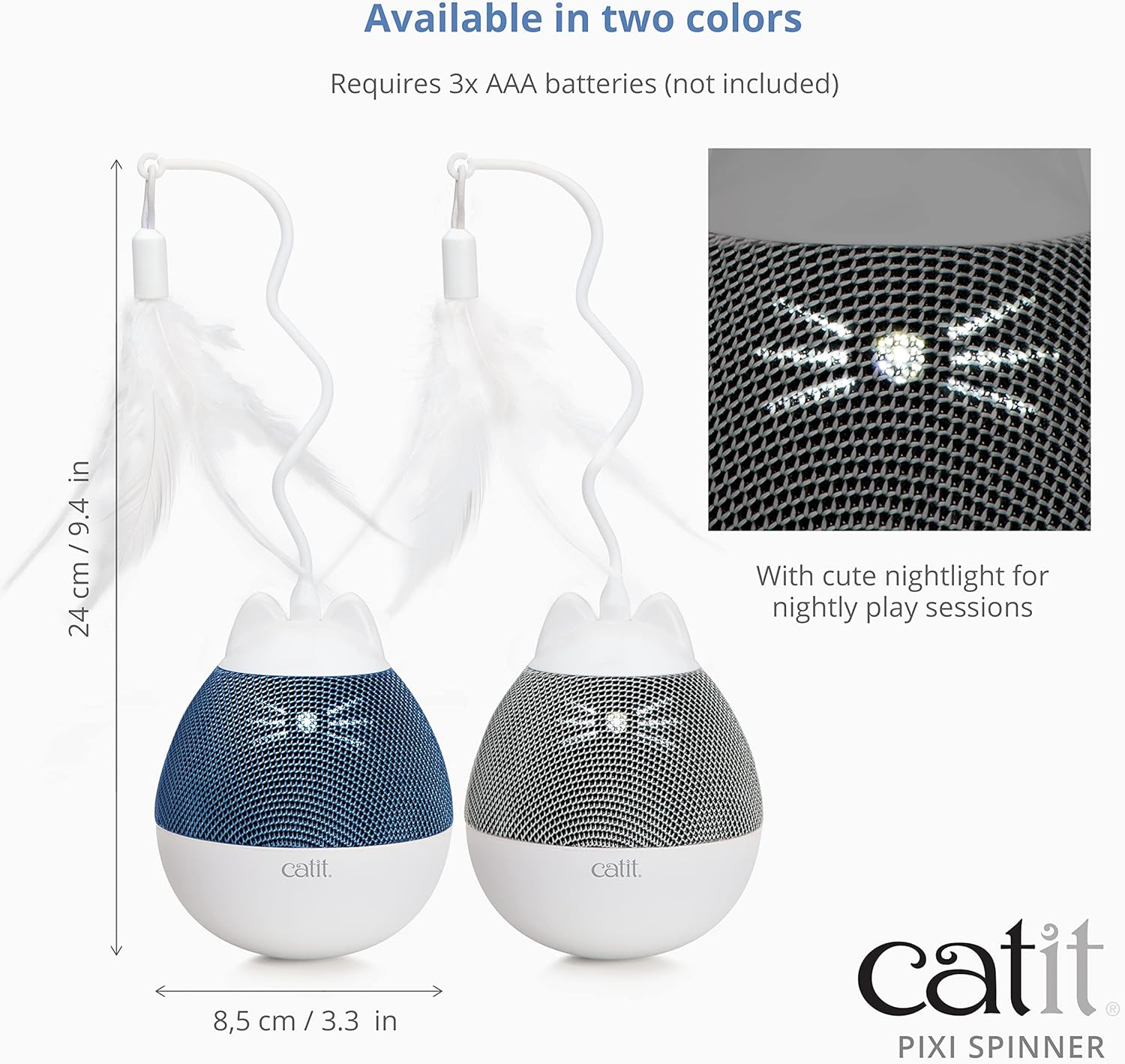 Pixi Spinner Treat Dispenser Snack Dispenser Interactive Cat Toy White & Blue image number 2