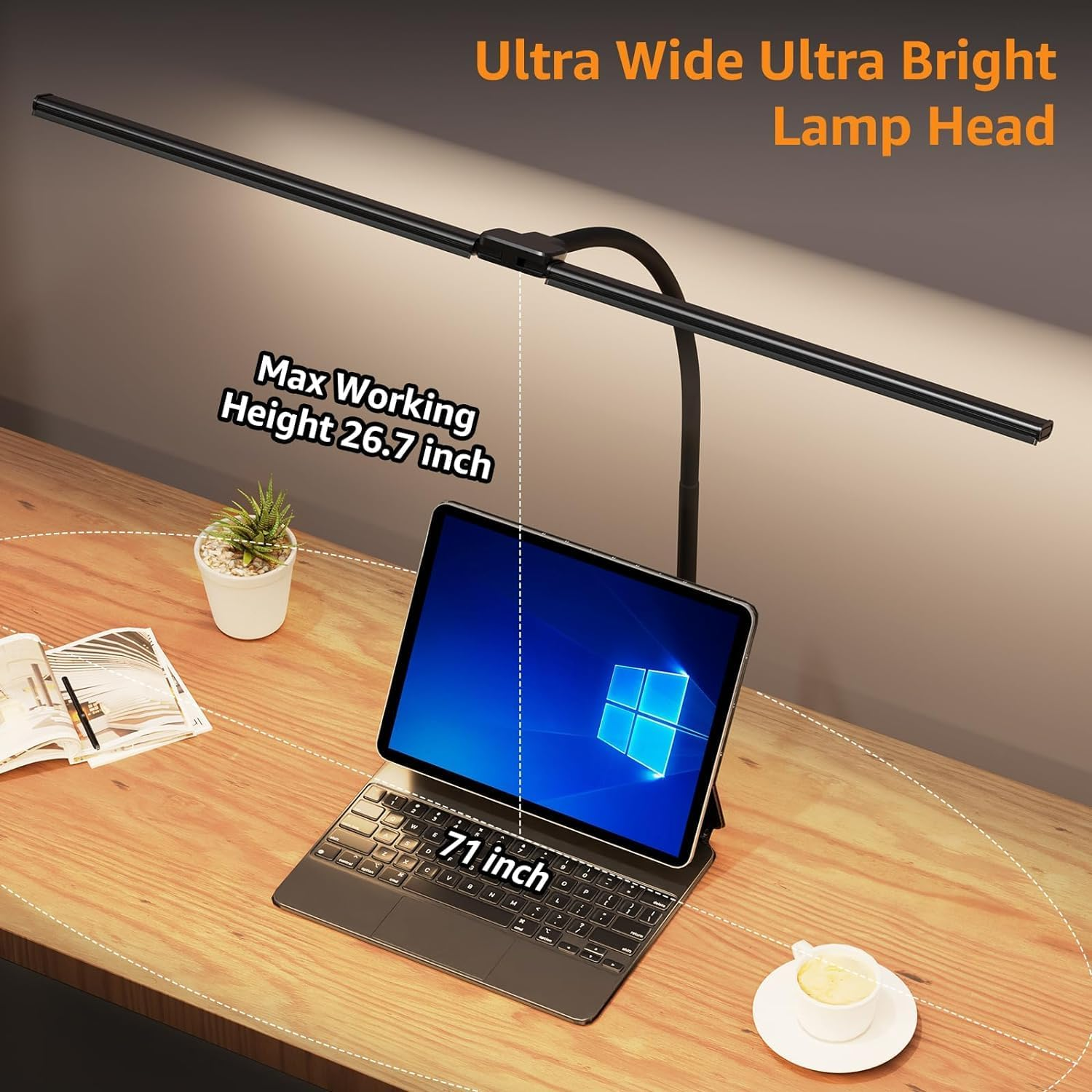 KEPHTH Led Desk Lamp for Office Home 76Cm Bright Double Head Desk Light with Clamp, Architect Task Lamp 30 Lighting Modes Adjustable Flexible Gooseneck image number 2
