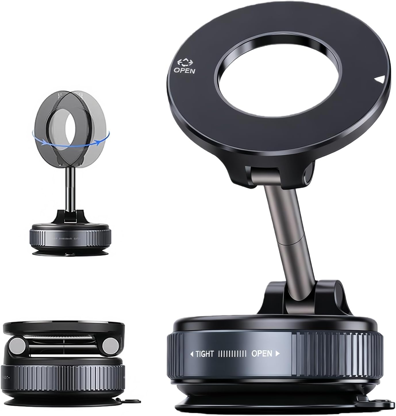 Car Phone Holder for Iphone, Magsafe Car Mount with 360&deg; Adjustable Magnetic Suction Cup, Foldable Pocket Size Cell Phone Holders for Car Accessories image number 3