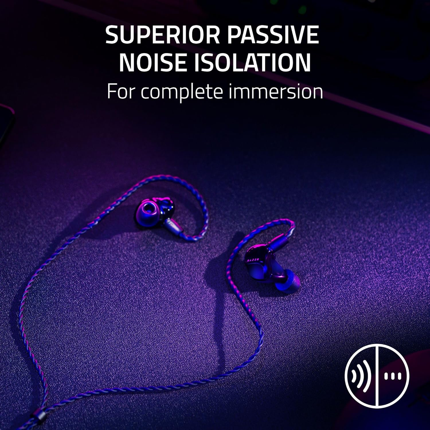 Razer Moray In-Ear Monitor for All-Day Streaming: Clear, Full-Range Audio - Comfortable Fit - Low Profile Design - Sound Isolating Earbuds - Detachable Over-Ear Wire - Custom Ear Tips & Case - Black image number 5