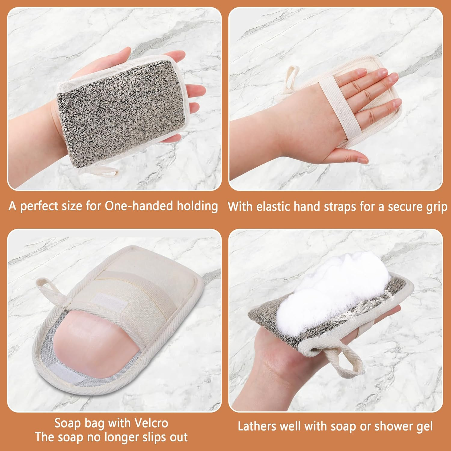 OWIIZI Bar Soap Scrubber Pouch Exfoliating Body Sponge, Bath Scrub Soap Bags for Soap Bars, Soap Saver Exfoliator Shower Pad Lather Sock for Men Women Elderly (2 Pcs) image number 3