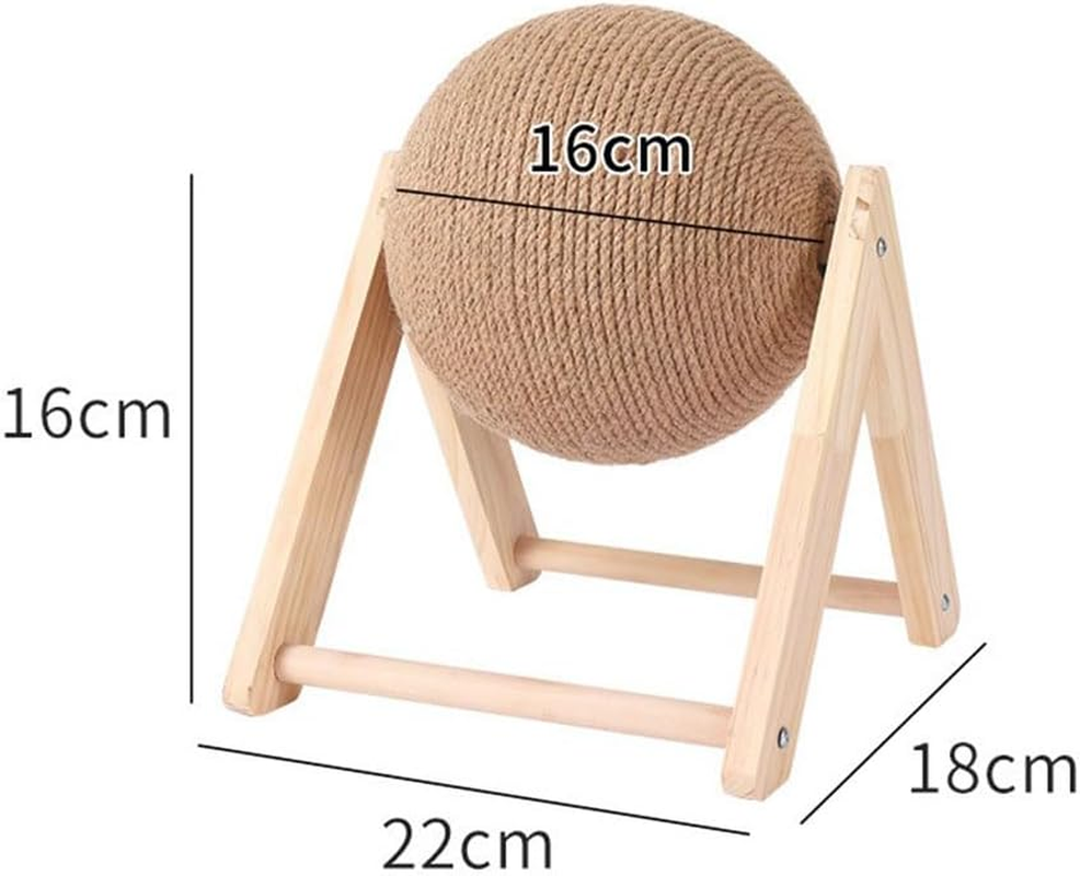 Cat Scratcher Toy with Sisal Ball, Durable Sisal Cat Scratching Ball with Stable Stand Wooden Cat Scratching Ball Cat Scratching Board Durable Cat Scratching Post Indoor Interactive Pet Toy image number 3