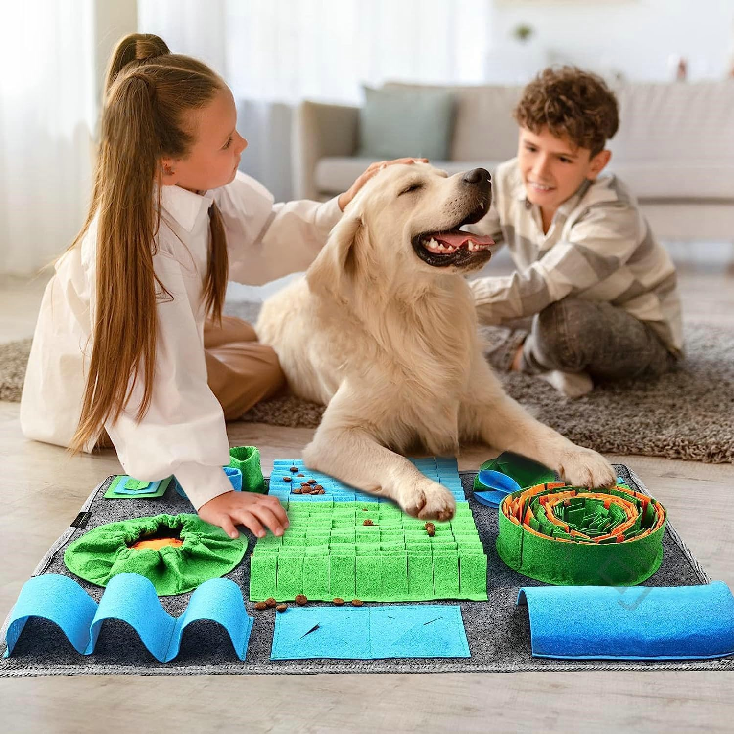 Bytebliss Snuffle Mat for Dogs, Interactive Feeding Game for Boredom and Mental Stimulation, Sniff Mat Helps Small Dogs and Cats Slow Eating and Keep Busy image number 6