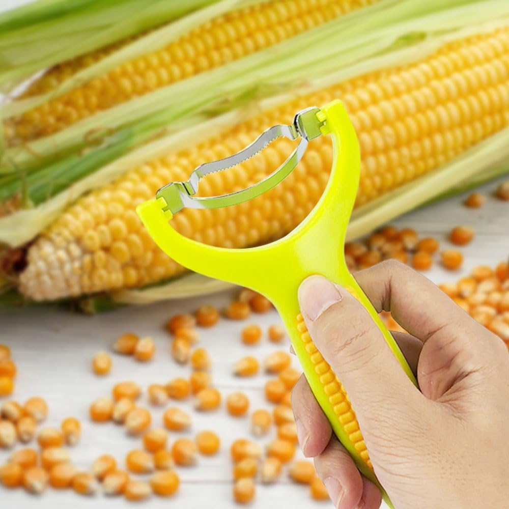 WADY 1Pcs Stainless Steel Corn Peeler &ndash; Durable & Efficient Kernel Remover Tool for Corn on the Cob, Easy-To-Use Dishwasher Safe Kitchen Gadget,Green