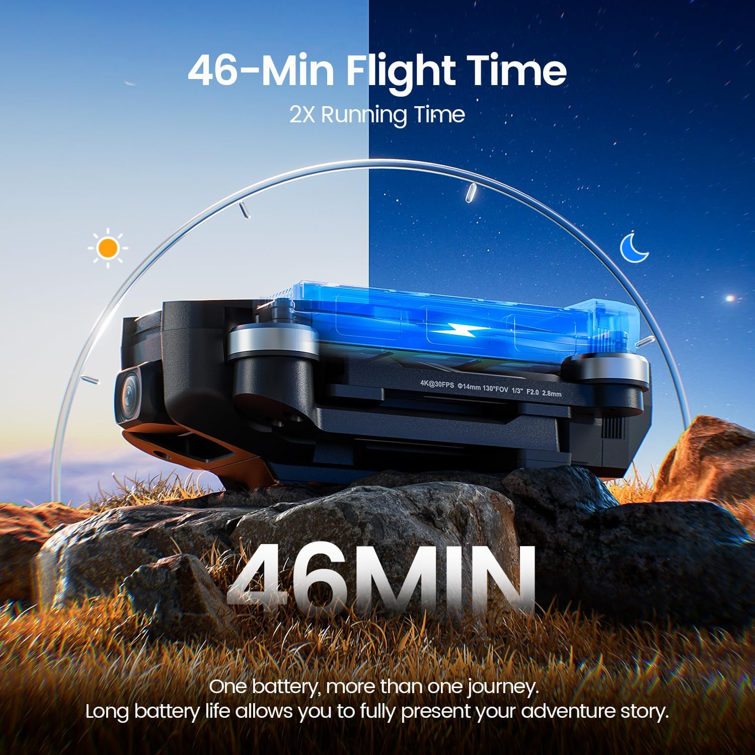 Holy Stone HS720E GPS Drone with 4K EIS UHD 130 FOV Camera for Adults Beginner, FPV Quadcopter with Brushless Motor, 2 Batteries 46 Min Flight Time, 5Ghz Transmission, Smart Return Home, Follow Me