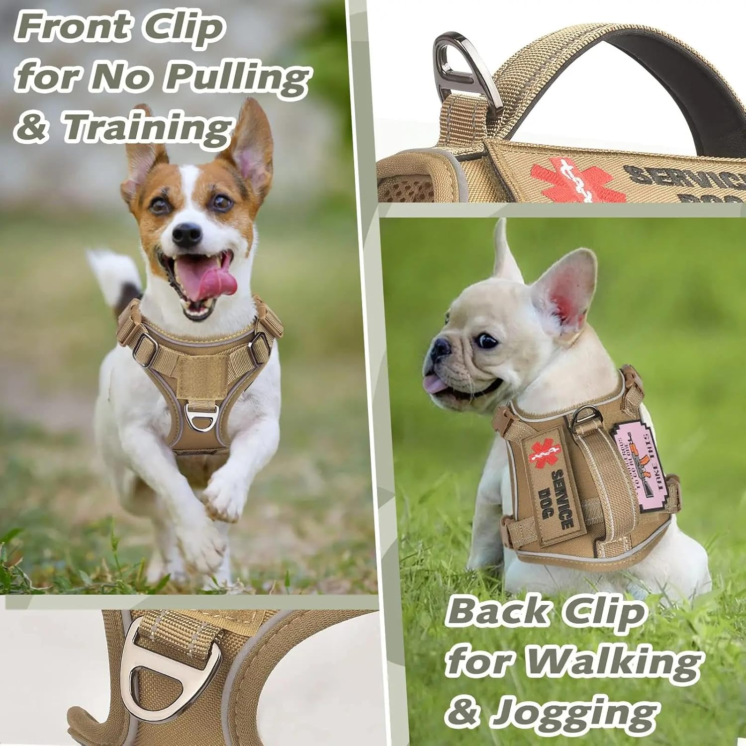 Military Tactical Dog Harness Small Dog Durable Nylon Dog Harness with Handle Adjustable Dog Harness Outdoor Dog Camping Hunting Training Harness,A,Xs image number 1