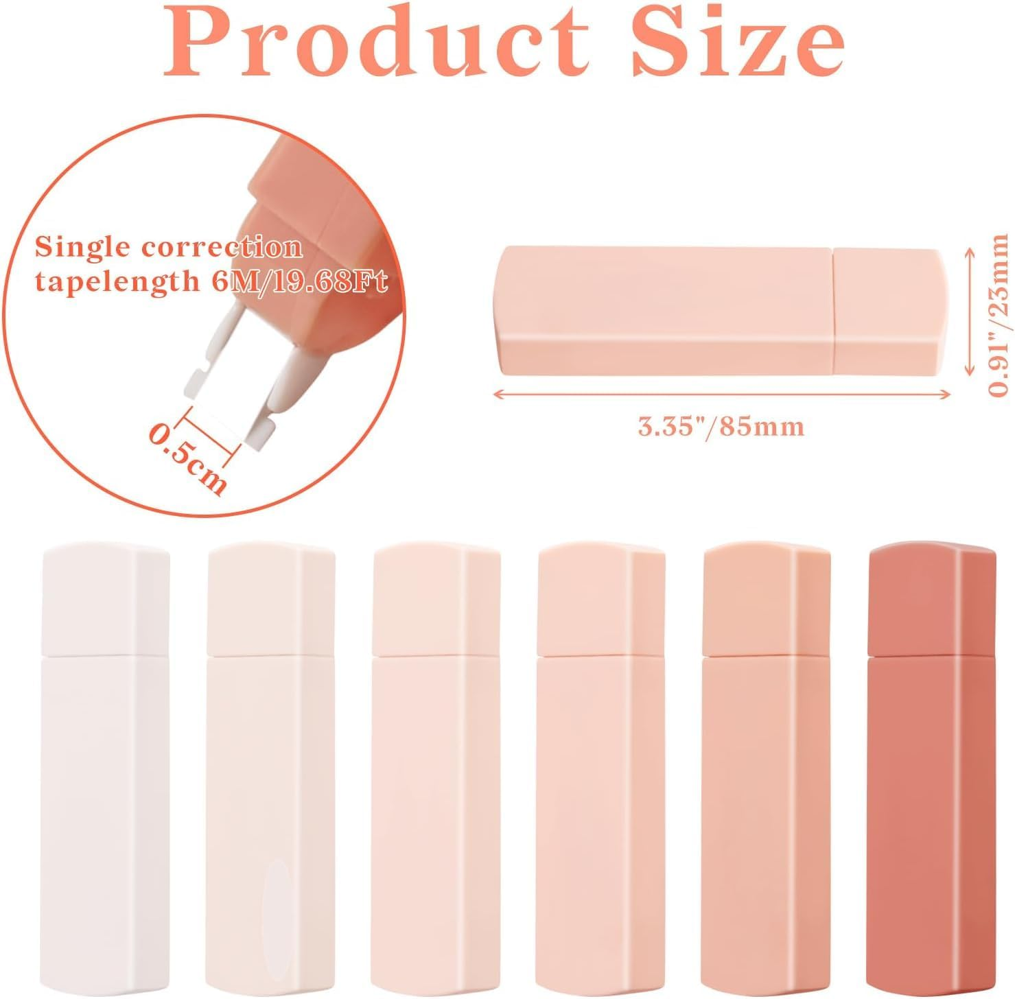 6 Pcs White Out Correction Tape, Cute Macaron Color for Instant Correction, for Students and Office Workers (Gradient Pink) - Gradient Purple image number 3