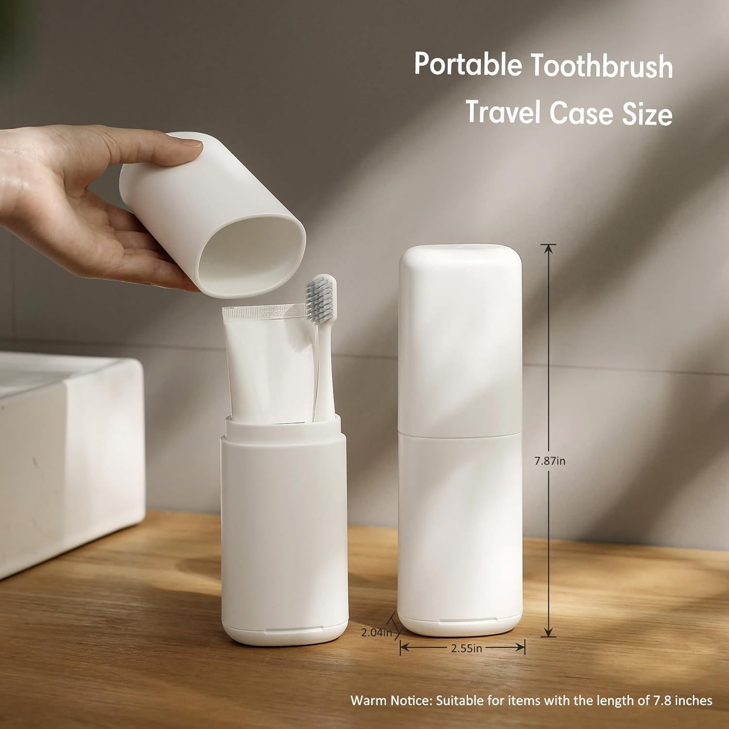 Travel Toothbrush Case, Portable Tooth Brush Holder and Toothpaste Cover Container with Mouthwash Cup, Compact Oral Clean Tools Organizer for Traveling/Camping/School/Home image number 4