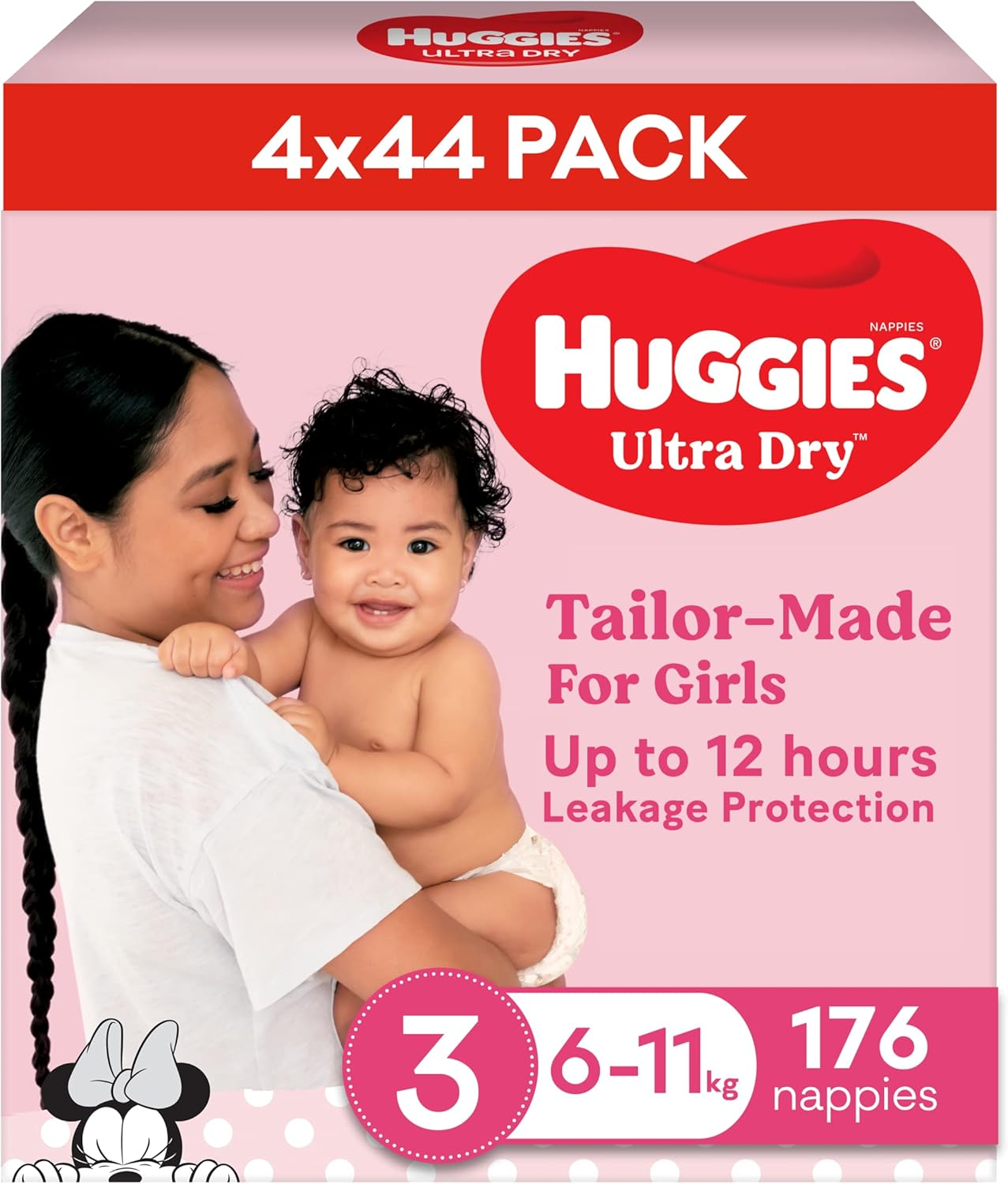 Huggies Ultra Dry Nappies Girls Size 3 (6-11Kg) 176 Count