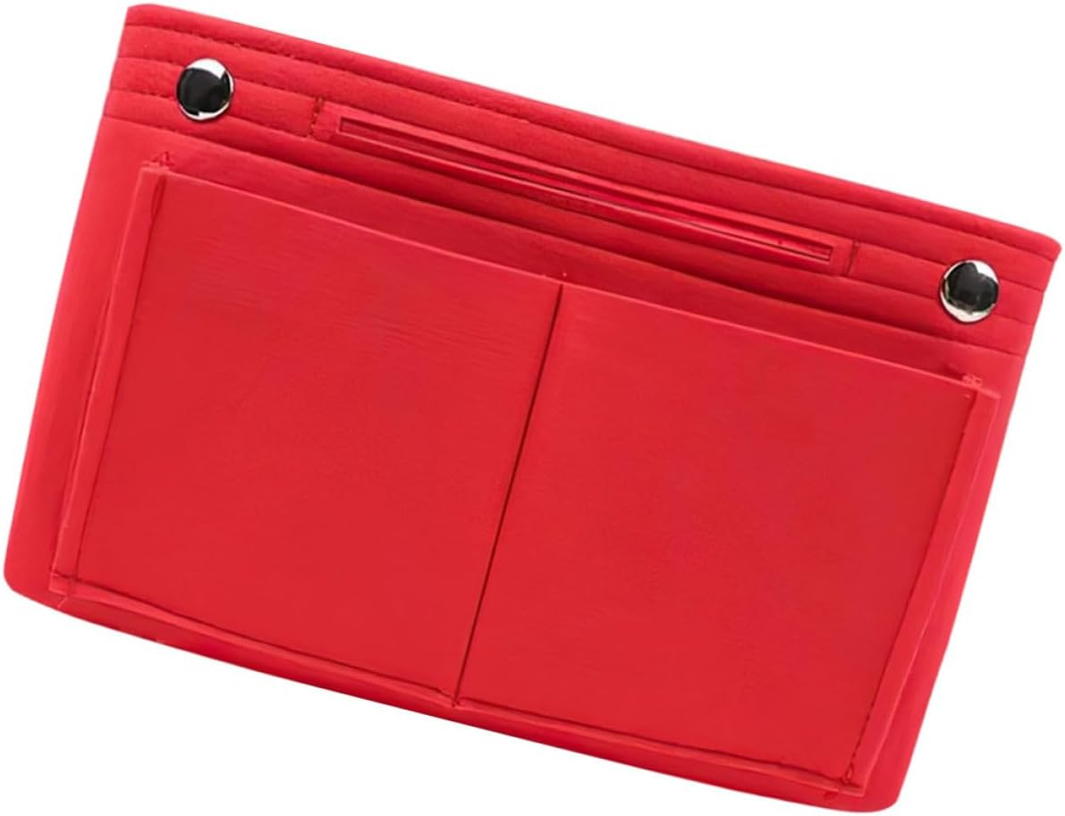 Ibasenice Large Capacity Purse Organizer Insert Felt Bag Organizer Tote Handbag Insert Multi-Compartment Liner Red 24X15X8Cm image number 6