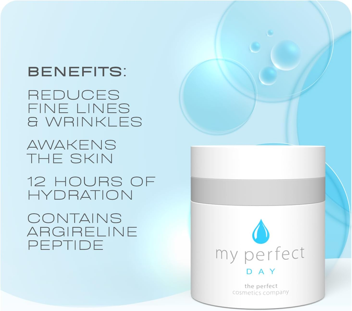 My Perfect Day Cream - the Perfect Cosmetics Company anti Ageing Cream Collagen Argireline Peptide Vitamin E 12 Hours Hydration 50Ml image number 6