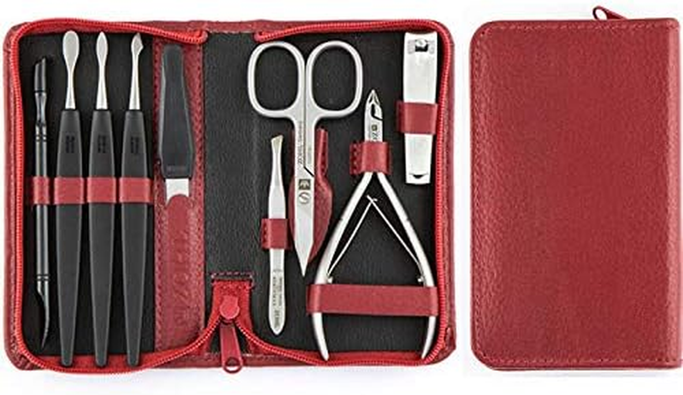 ZOHL Luxury Manicure Se Prestige - 9 Stainless Steel Manicure Instruments in Red Zip Leather Case - Made in Germany image number 1