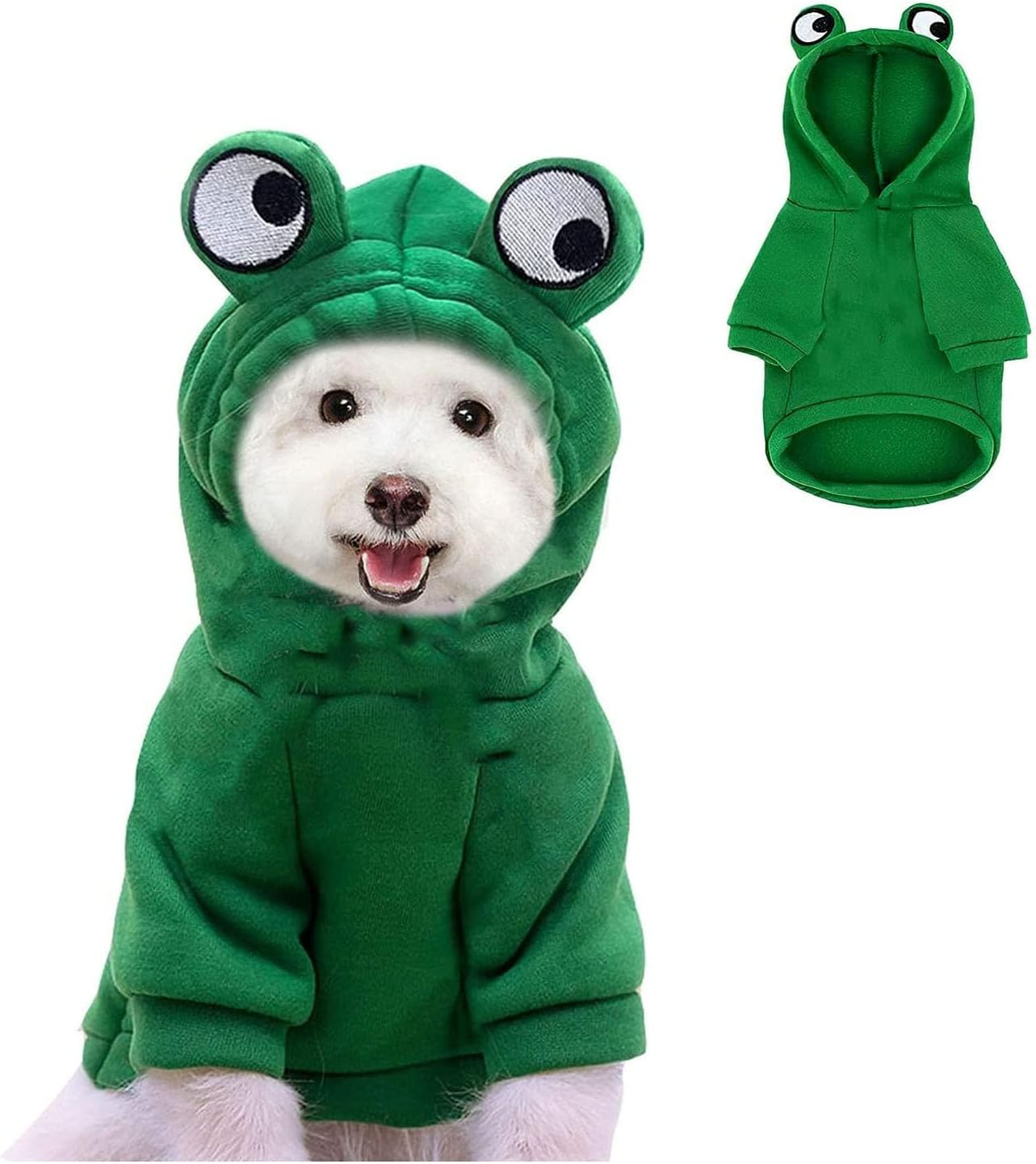 Pet Clothes, Dogs Hooded Sweatshirt Fruit Warm Coat Sweater Cold Weather Costume for Puppy Small Medium Large Dog (XXL, Green Frog)