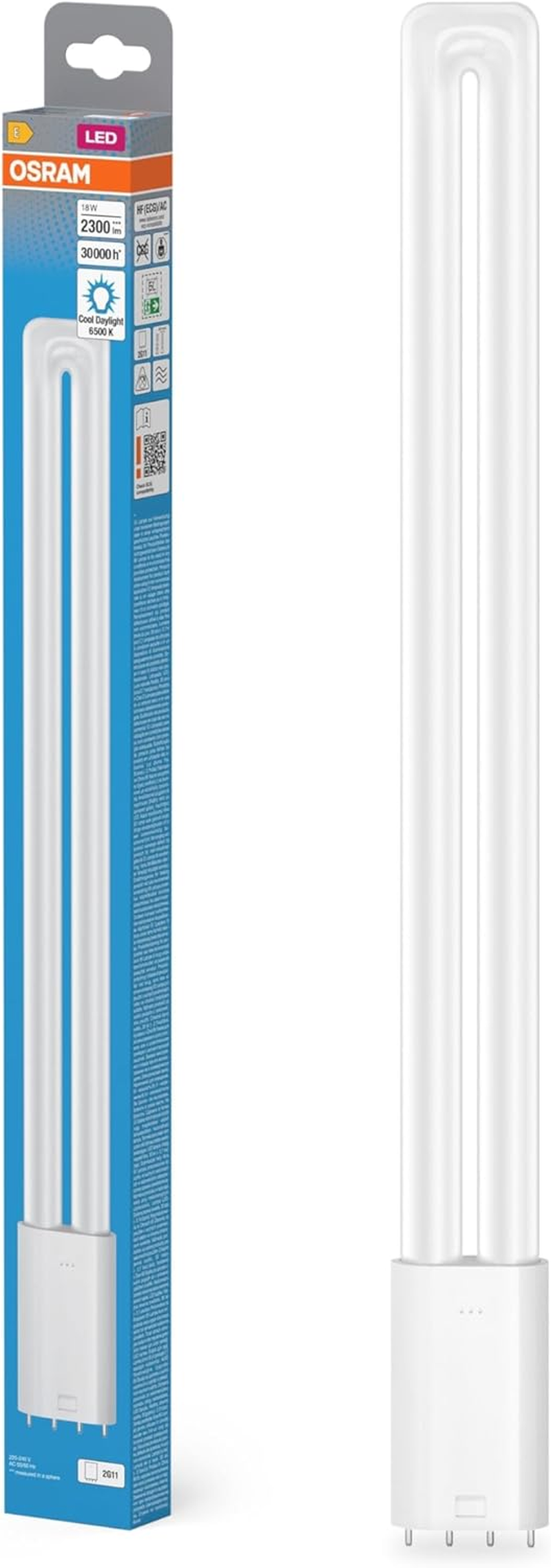 OSRAM DULUX LED Tube L36 2G11 18W Cool White 2300LM IP20 Compact Fluorescent Replacement for EVG Lights 4 Pin Base White Glass 44Mm image number 1