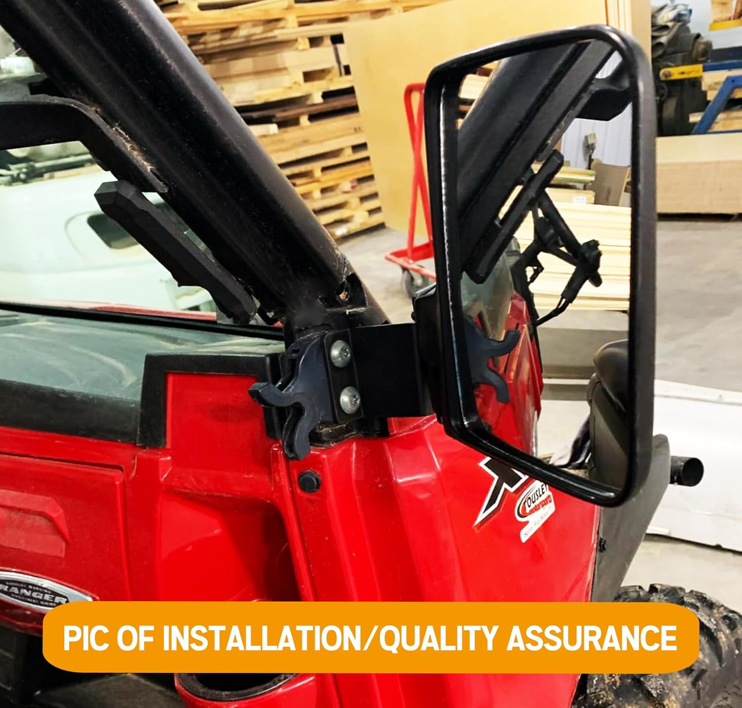 Ranger Side View Mirror Compatible with 2015-2024 Polaris Ranger 500 570 900 Fits Pro-Fit Cab Lock N Ride Factory Cage Frame Ranger Side Mirrors by UNIGT (NOT for round ROLL BARS) image number 3