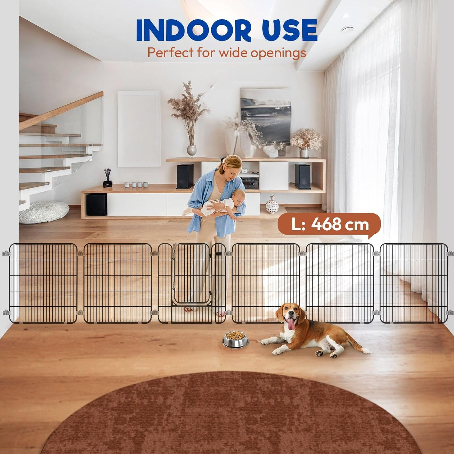 Pet Scene 32" Large Dog Kennel Cage 6 Panels, Pet Playpen DIY Pet Fence Puppy Pen Rabbit Playpen Crate Ferret Guinea Pig Bunny Barrier Gate Outdoor Indoor