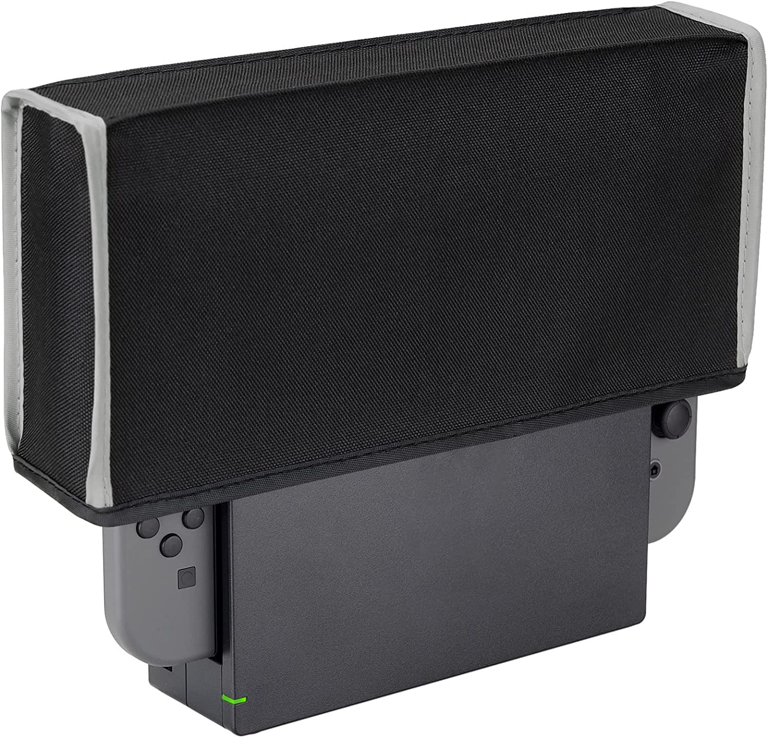 Playvital Nylon Dust Cover for Nintendo Switch, Dust Guard Dust Cover for Nintendo Switch OLED, anti Scratch Waterproof Cover Sleeve for Nintendo Switch & Switch OLED Dock - Black Light Gray Trim image number 6