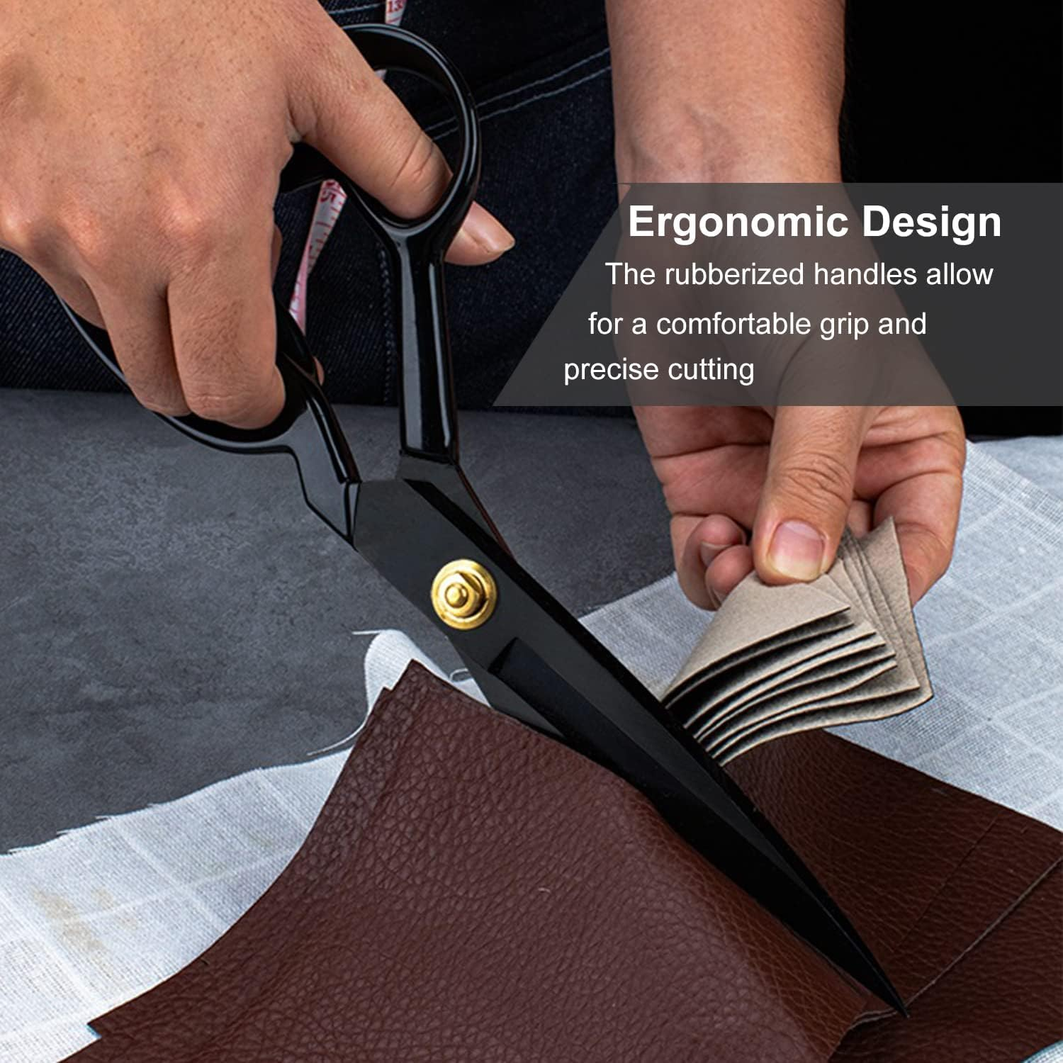 IHKFILAN Sewing Scissors 12 Inch, Fabric Scissors Heavy Duty, Sharp Tailor Scissors for Leather Canvas Denim, Craft Sewing Embroidery, Professional Dressmakers Shears(31Cm) image number 4