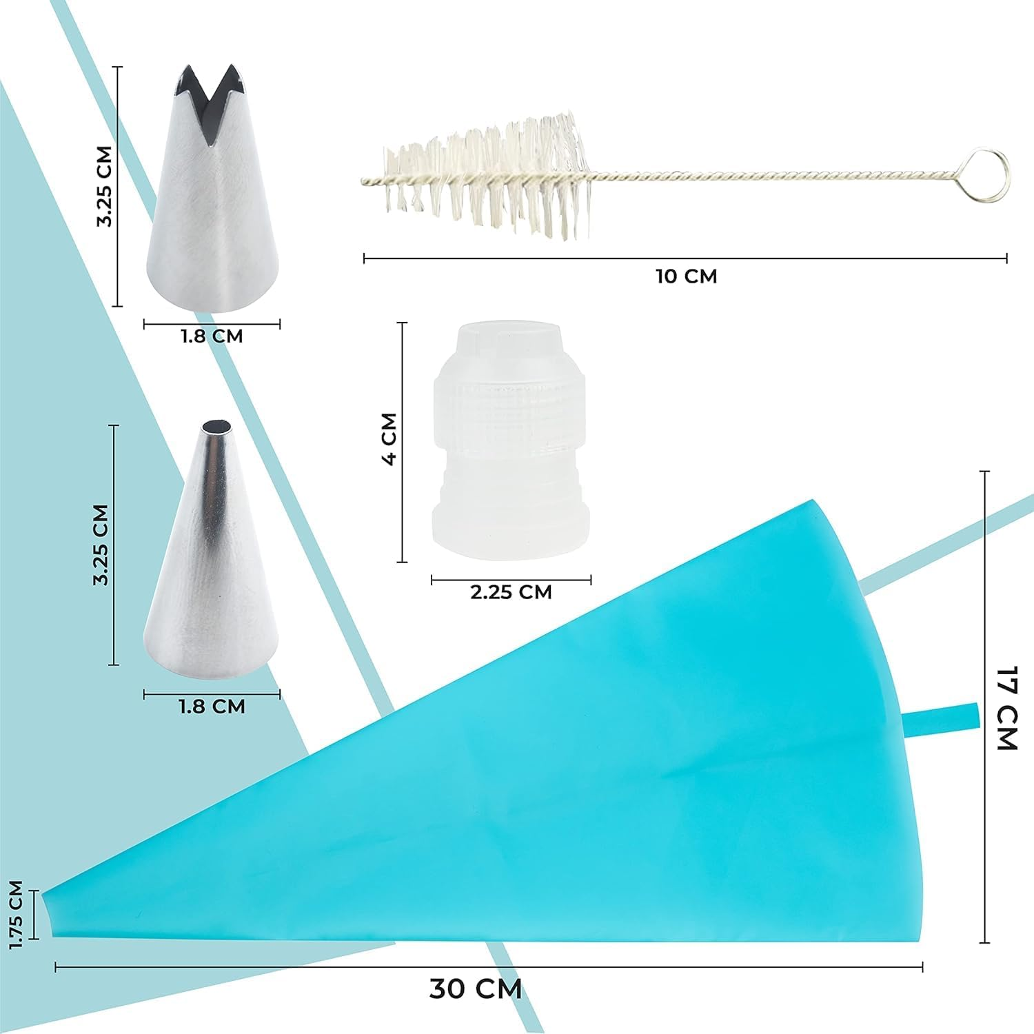 Silicone Piping Bags, 6 Pcs Stainless Steel Nozzles Set with Coupler, 30Cmx17Cm-1 Reusable Icing Piping Bag with Cleaning Brush for Decorating Cakes, Pastries & Cupcakes (Pack of 10) image number 5