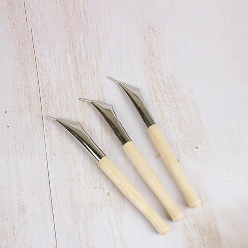 3PCS Batik Printing Pen, Clay Carving Tools Stainless Steel Wooden Handle for Drawing on Fabric Cloth Crafts Pottery, Art Tool with Multiple Functions, Great Art Supplies image number 6