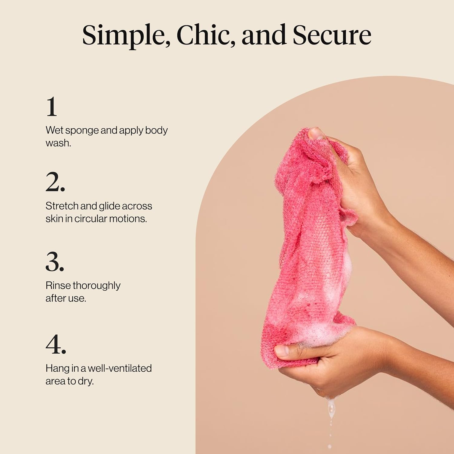 Kitsch African Net Sponge &ndash; Exfoliating Body Scrubber for Cleansing & Gentle Daily Exfoliation &ndash; Stretchable Bath Sponge for Hard-To-Reach Areas, Long-Lasting Shower Essential - Berry Pink, 3 Pcs