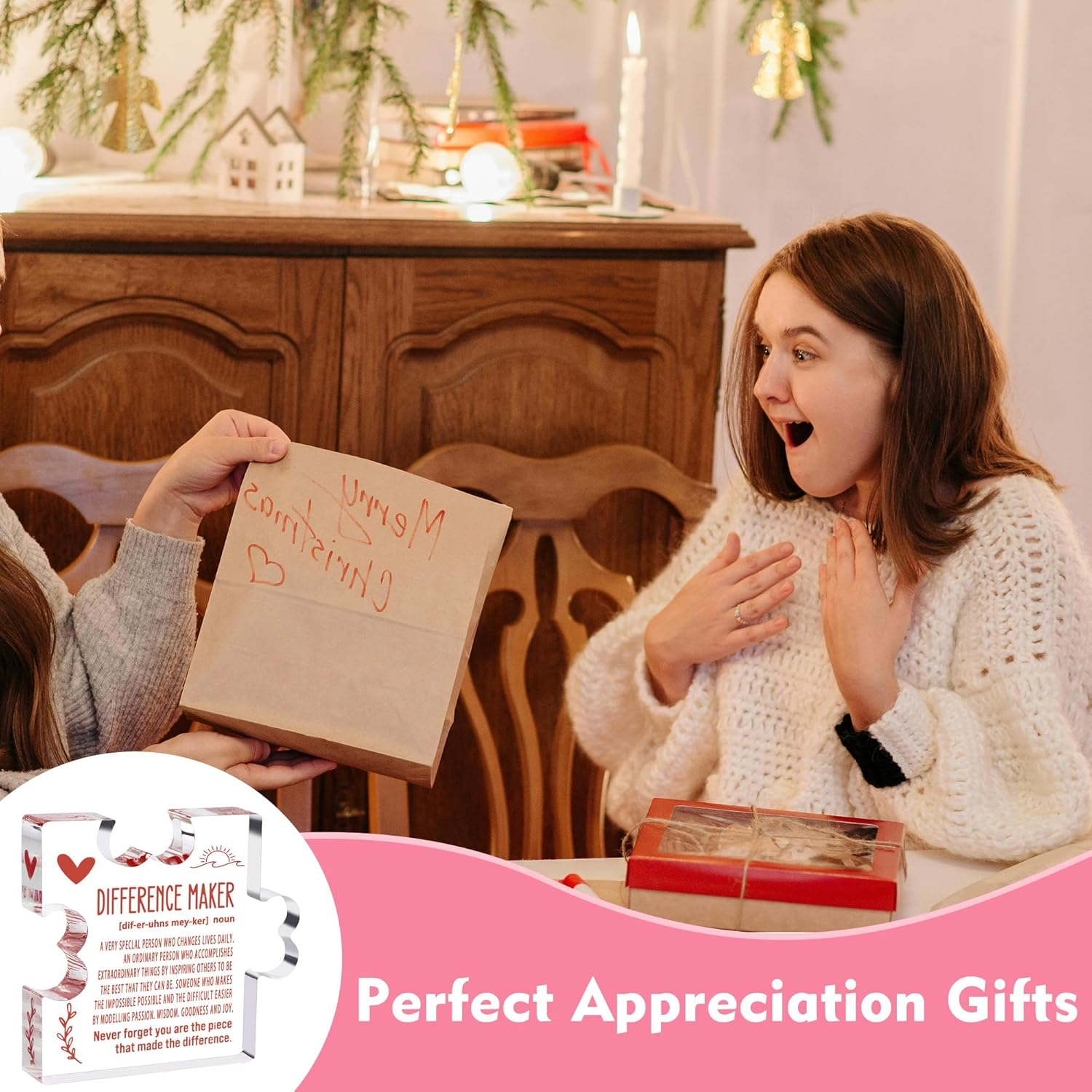 Difference Maker Gift, Thank You Gifts for Mom Boss Leader Mentor, Teacher Retirement Gifts for Women, Appreciation Gifts for Coworkers, Clear Acrylic Office Desk Decor Sign (Difference Maker) image number 5