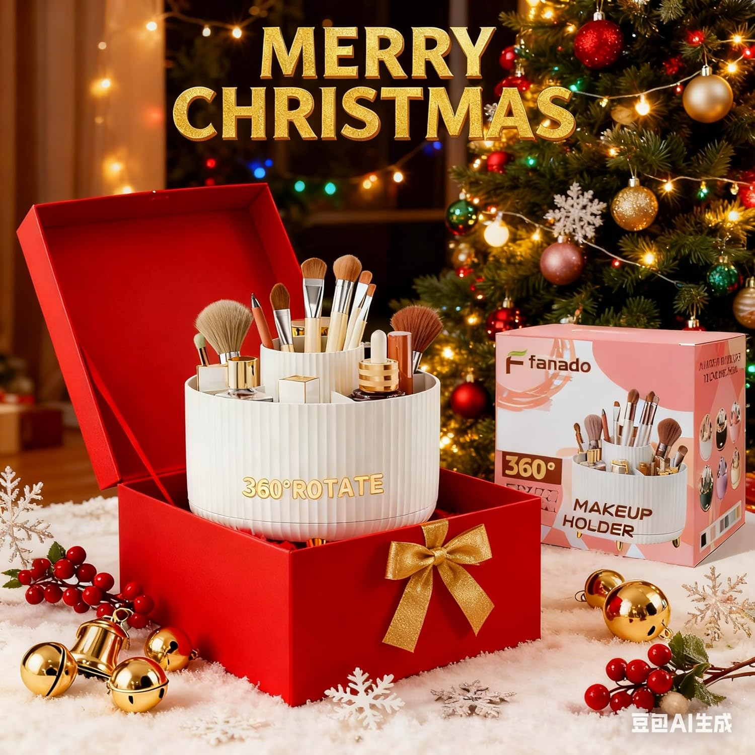 360&deg; Rotating Makeup Organizer Countertop, Lazy Susan Organizer, Makeup Organization Skincare Storage for Vanity, Desktop, Bathroom (Rotate Makeup Organizer Large-White) - Bling Dz-Purple image number 5