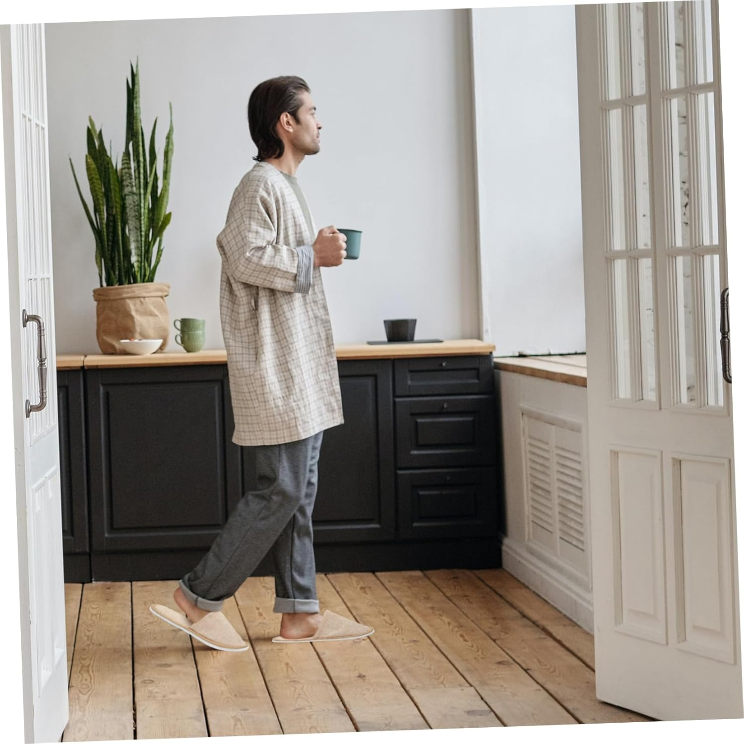 Anneome 5 Pairs Slip Portable Indoor Slippers for Living and Bedroom Soft Breathable Hospitality Footwear with Comfortable Non Slip Sole Suitable for Home and Guest Use image number 3