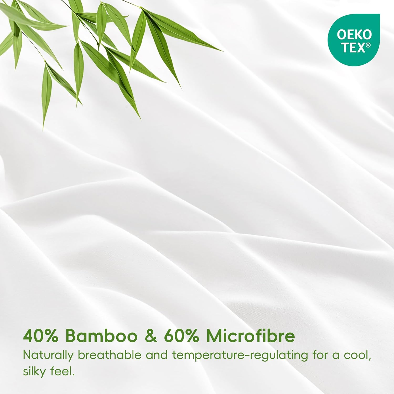 LINENOVA Bamboo Cooling Fitted Sheet Queen (1 Piece)- 2000TC Ultra Soft & Breathable, Ideal for Hot Sleepers, 40Cm Deep Pocket, All-Season Comfort - White