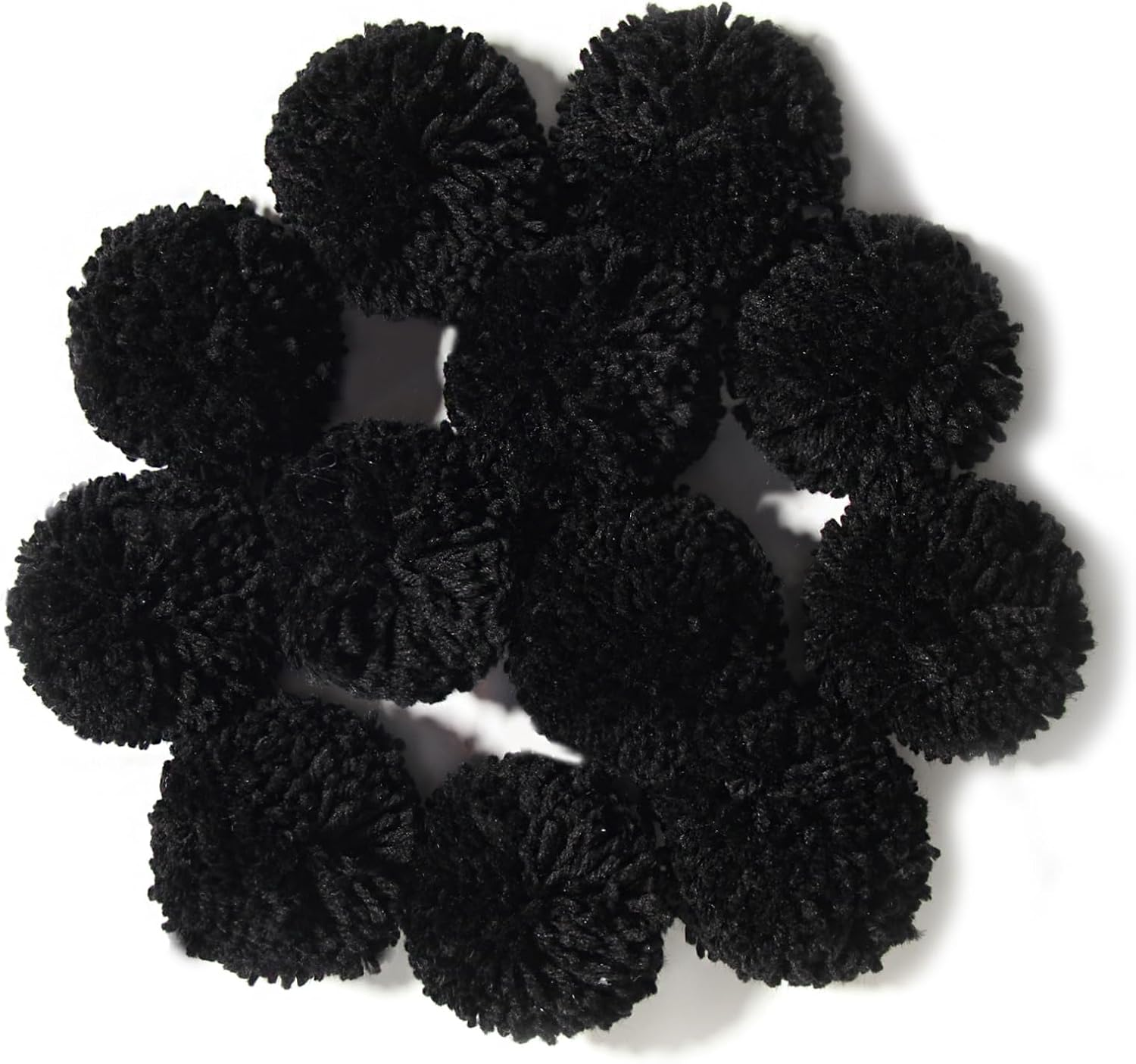 Pack of 12 Yarn Pom Poms for Hats 8CM-3INCH Party Supplies Handmade Art and Craft Decorative Accessories (Black)