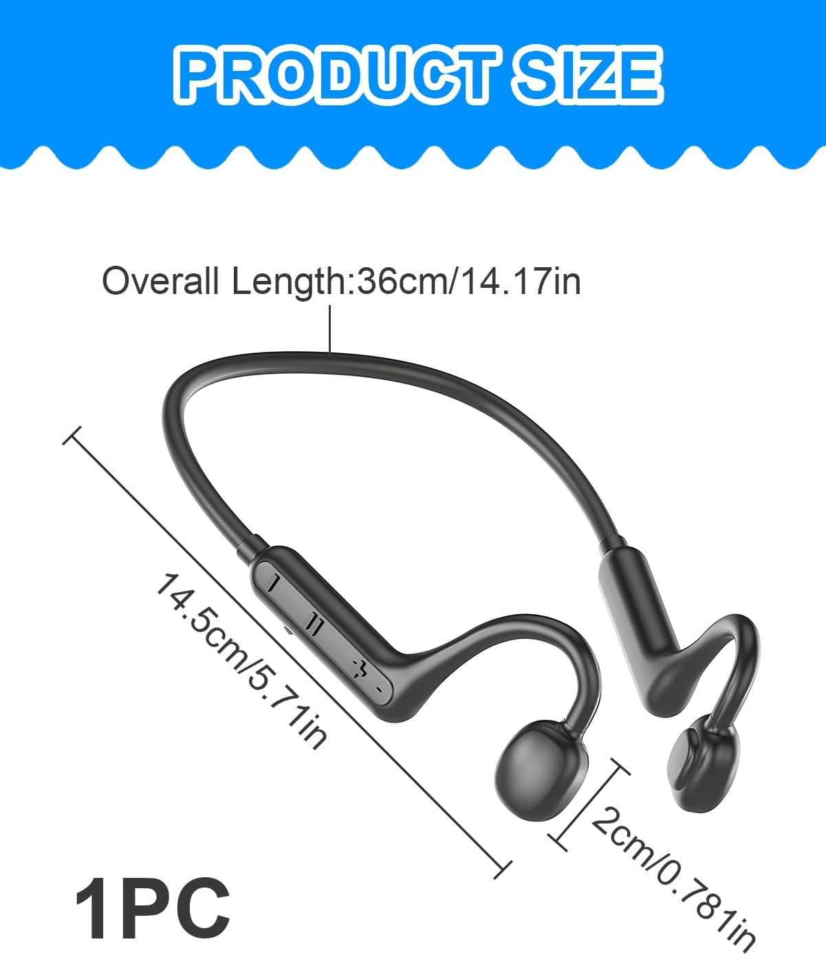 Sangcca Bone Sound Headphones Bluetooth 5.1 Wireless, Open-Ear Bone Conduction Headphones with Microphone, Bone Conduction Headphones for Running, Cycling, Fitness, Work, 10H Battery, Lightweight image number 6