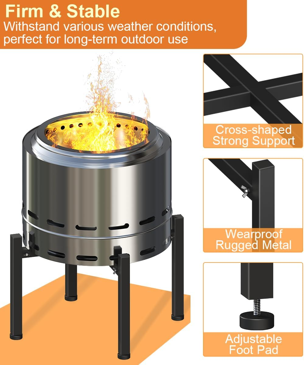 Garbuildman 15-27 Inch Universal Firepit Stand for Solo Stove Bonfire Ranger Yukon and Other Outdoor Fire Pits, Metal Accessory for outside Fireplace, Black - Black image number 6