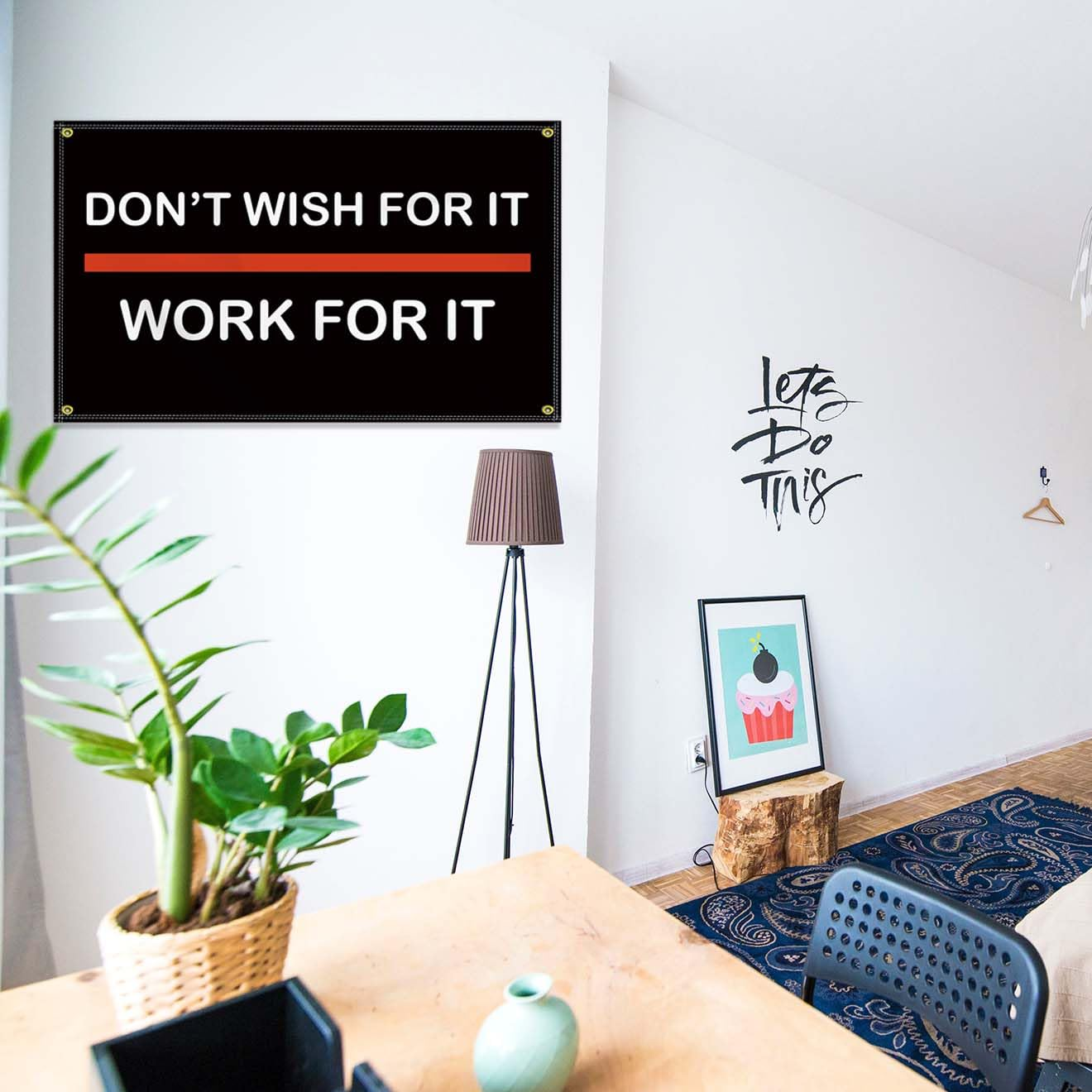 Large 3&times;5 FT Work for It and Dont Wish Flag, Big Motivational Inspirational100D National Outdoor Banner,Decorgarden with 4 Brass Gromment image number 2