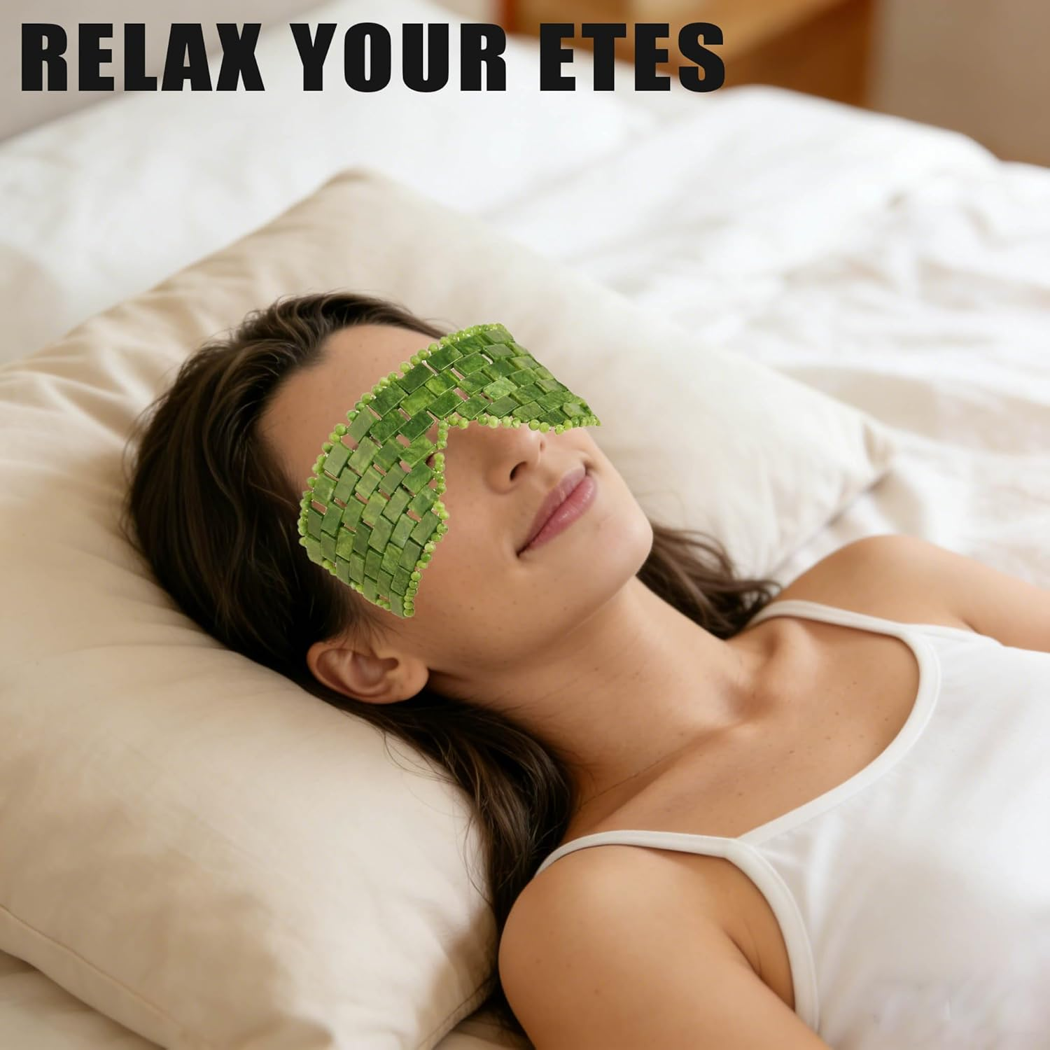Jade Eye Mask- Natural Green Jade Mask for Relive Eliminate Puffiness (Dark Green)