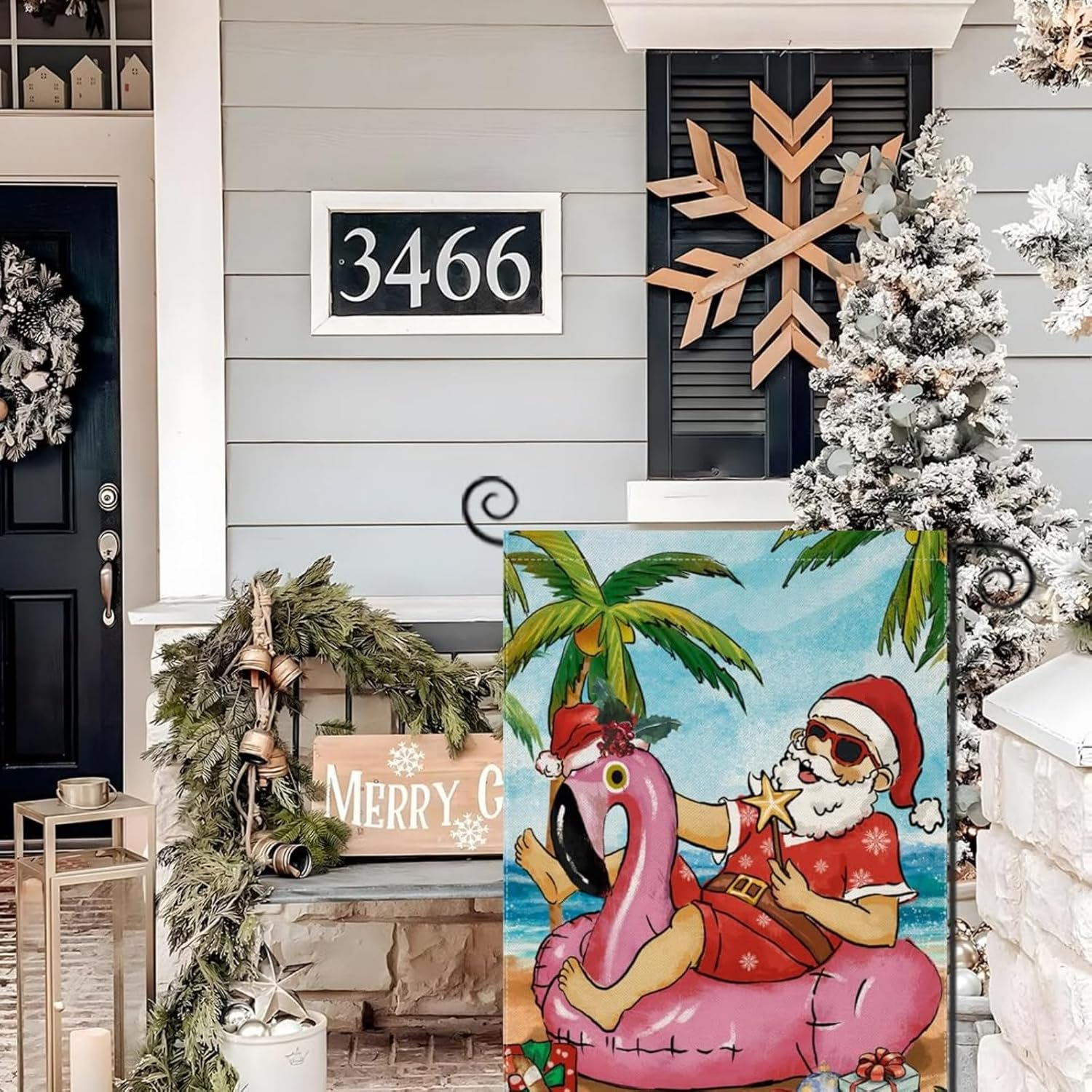 Itadaku 1 Pcs Christmas in July Garden Flag, Double-Sided Santa on the Beach Design, Seasonal Holiday Decoration for Summer, Winter, and Outdoor Yard, 30 X 45 Cm