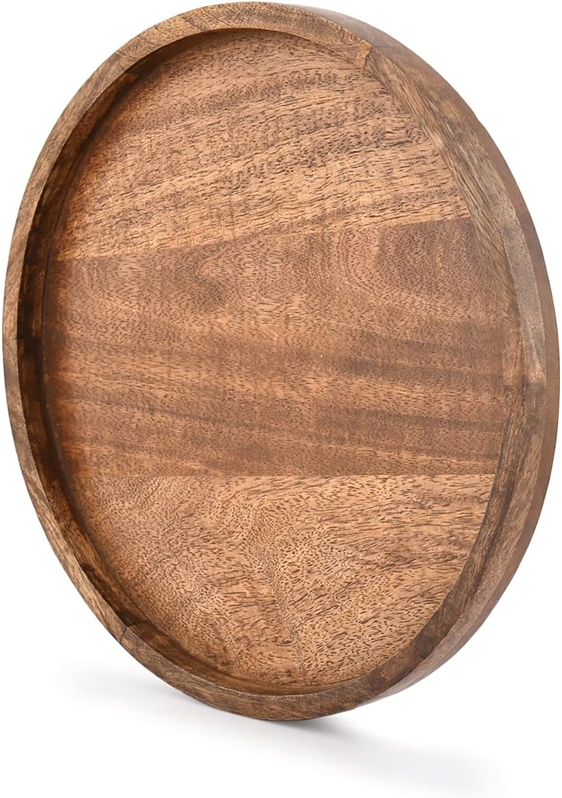 EDHAS round Wooden Decorative Candle Holder Tray for Coffee Table Centerpieces Modern Farmhouse Home Decorations (12" X 12" X 1") image number 1
