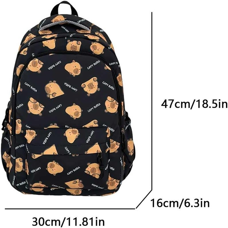 Kawaii Capybara Backpack &ndash; Large Cartoon Backpack with Flap, Fun Ita Bag for Capybara Lovers - Light Brown image number 6