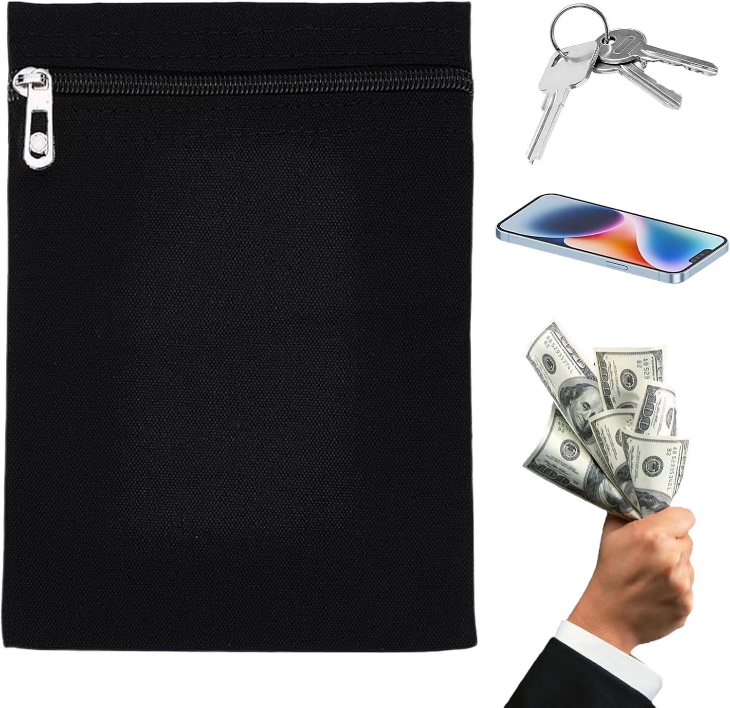 21.5X15.5Cm Sew in Pocket, Sew-In Side Pocket with Zipper, Anti-Theft Security Zipper Pouch, Sew in Hidden Zippers Pockets for Passport Protection Jacket Clothes Shirt Robe Hoodie Sweater image number 5