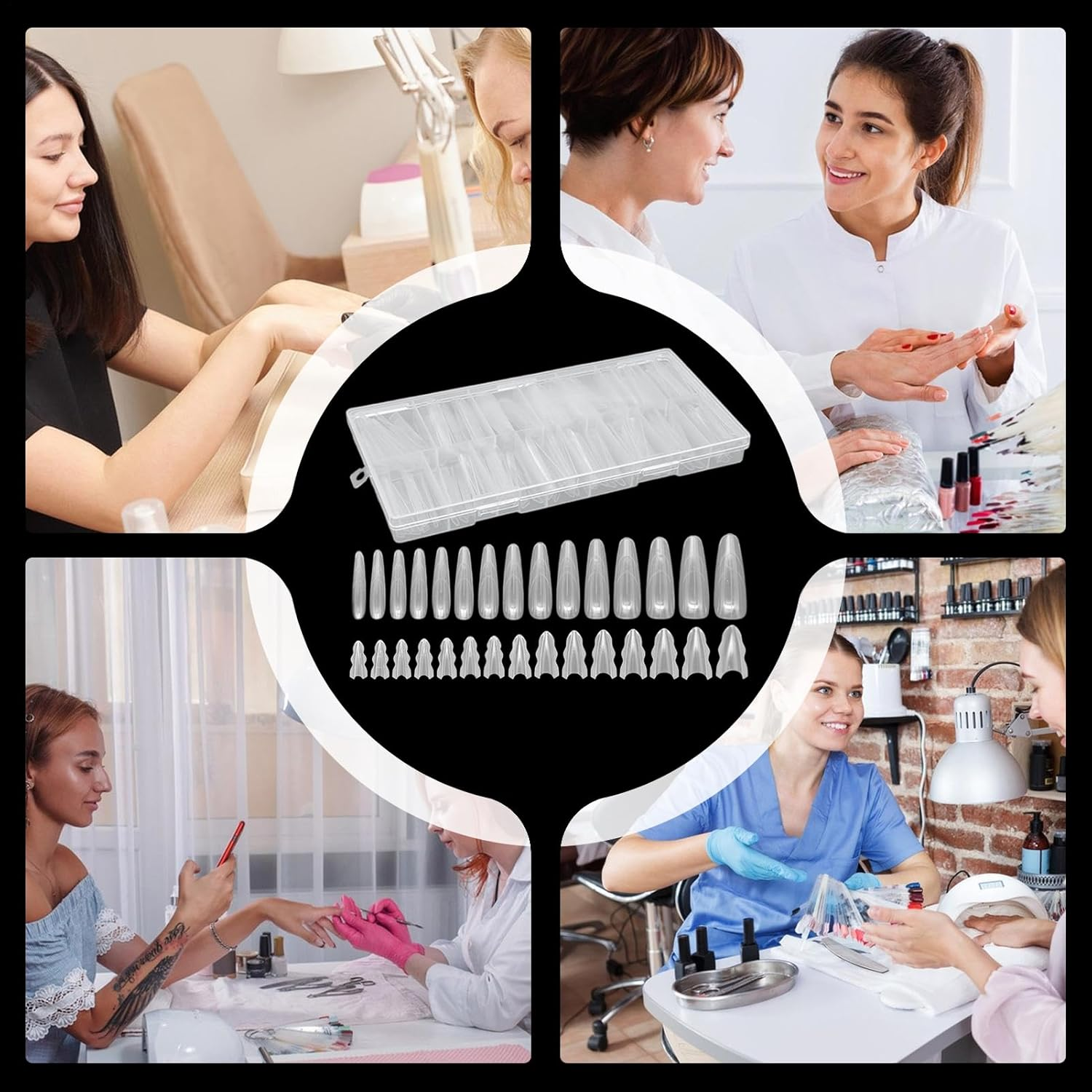 Clear Nail Tips - Clear Sandwich Manicure Tools - Soft Gel Nail Tips - for Friends Pedicure Beauty Makeup Salon Home Travel Wedding Bridal Spa Holiday image number 3