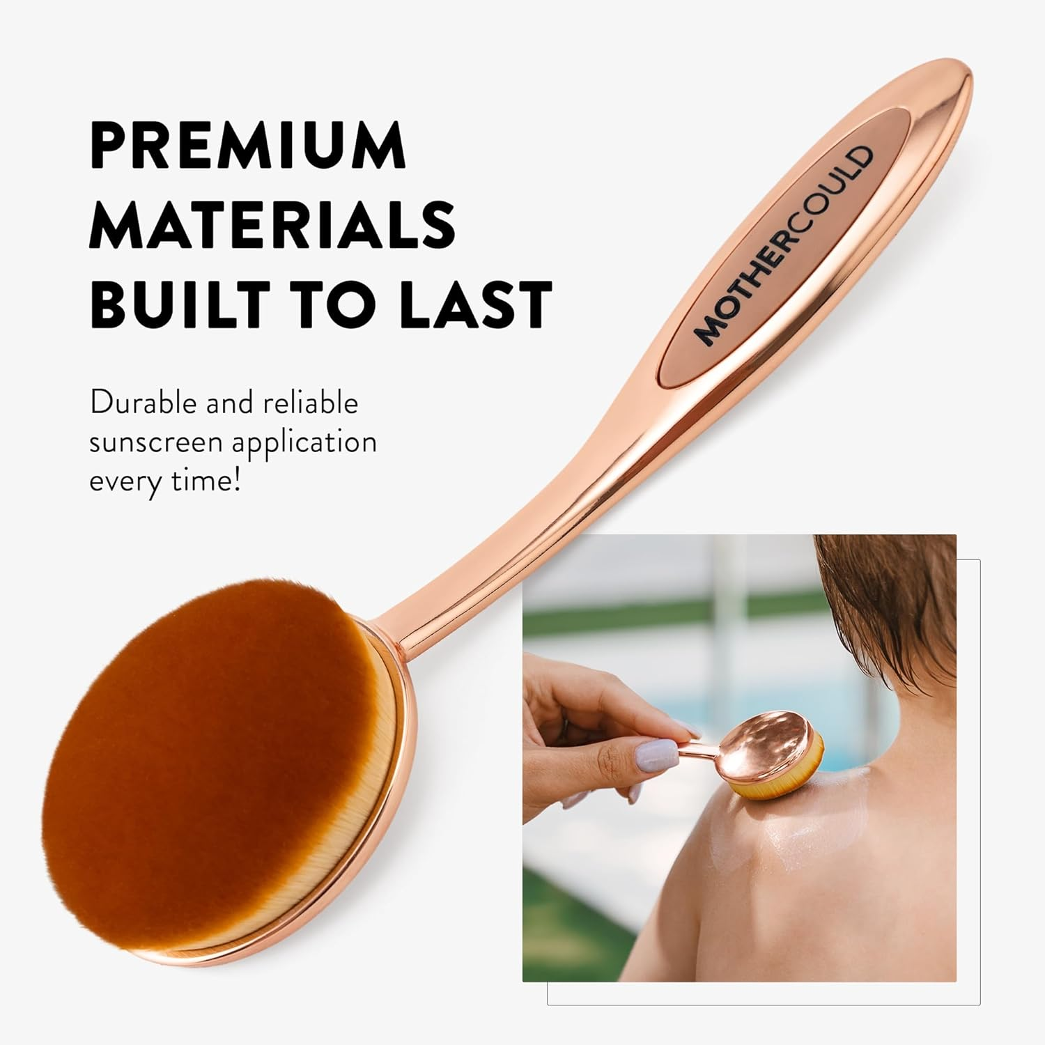 Mothercould Premium Sunscreen Brush Set &ndash; Kids & Baby Sunblock Applicator with Metal Handles, Travel Bag, 2 Brushes, 2 Caps, & Cleaning Mat &ndash; Rose Gold &ndash; Mess-Free Sun Care (2 Pack) (Rose Gold) image number 2
