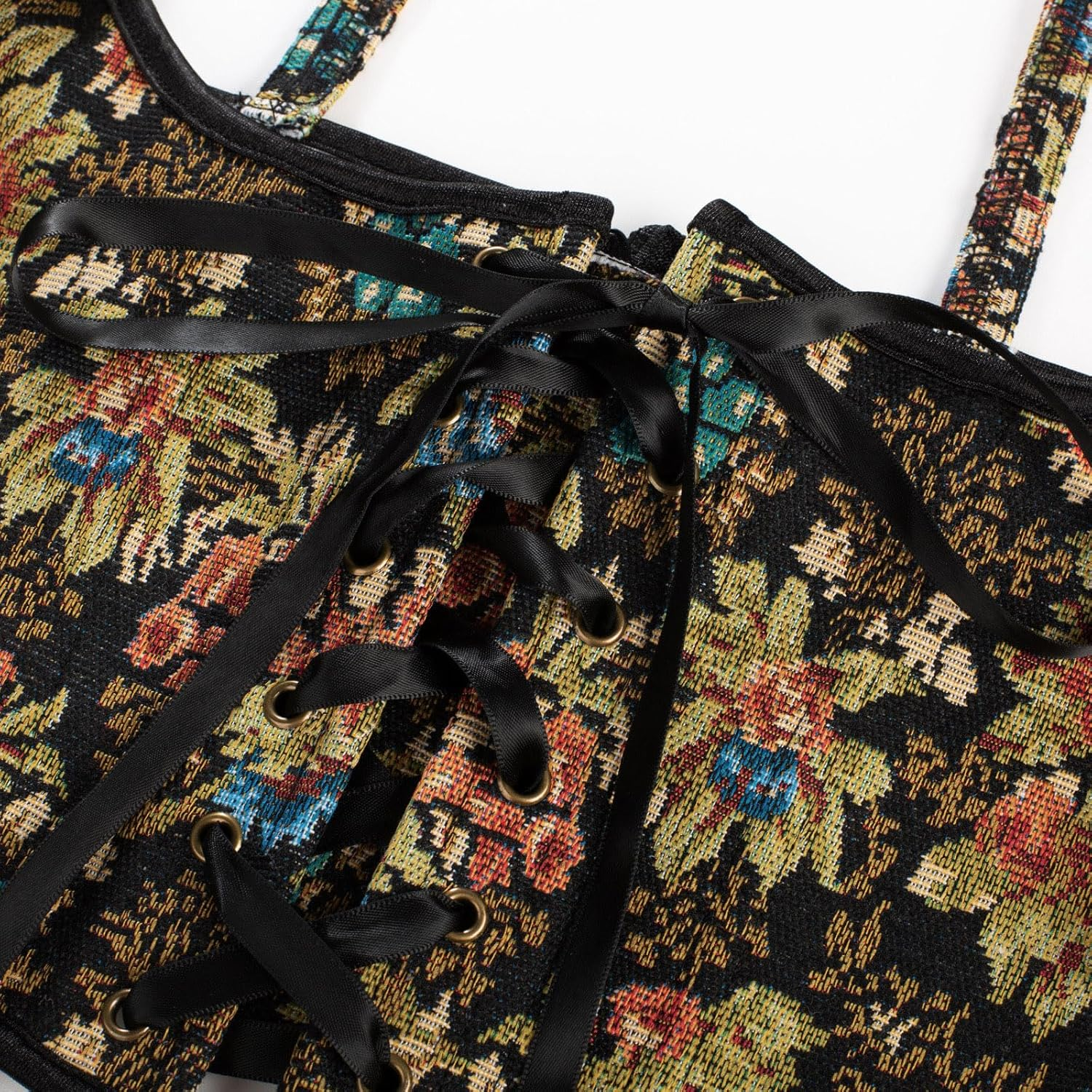 Scarlet Darkness Corset Belt for Women Floral Lace up Boned Underbust Corset Waist Belts