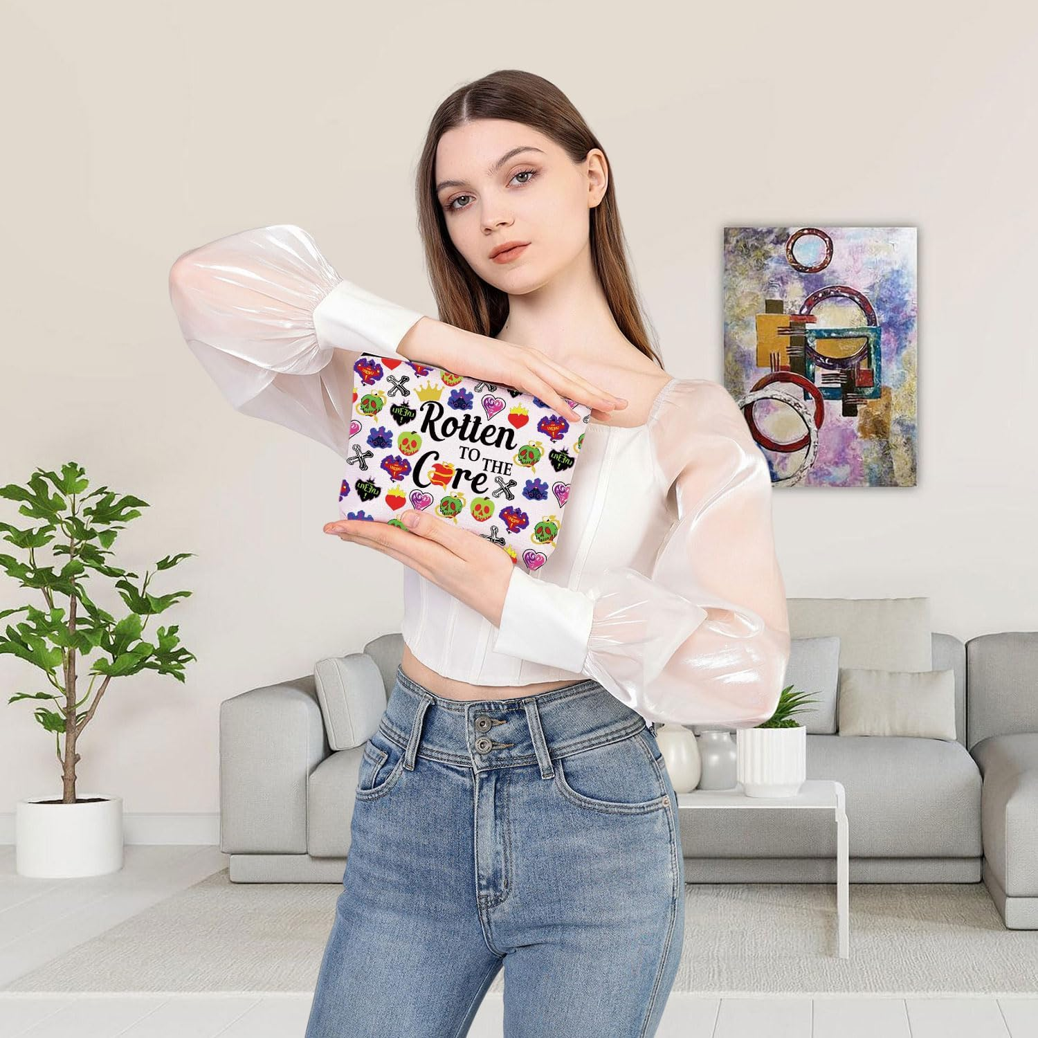 BDPWSS Descendants Makeup Bag Descendants Fans Gift Rotten to the Core Zipper Pouch Evil Queen Fans Gift Villain Lover Gift, Rotten to Core, Waterproof image number 2