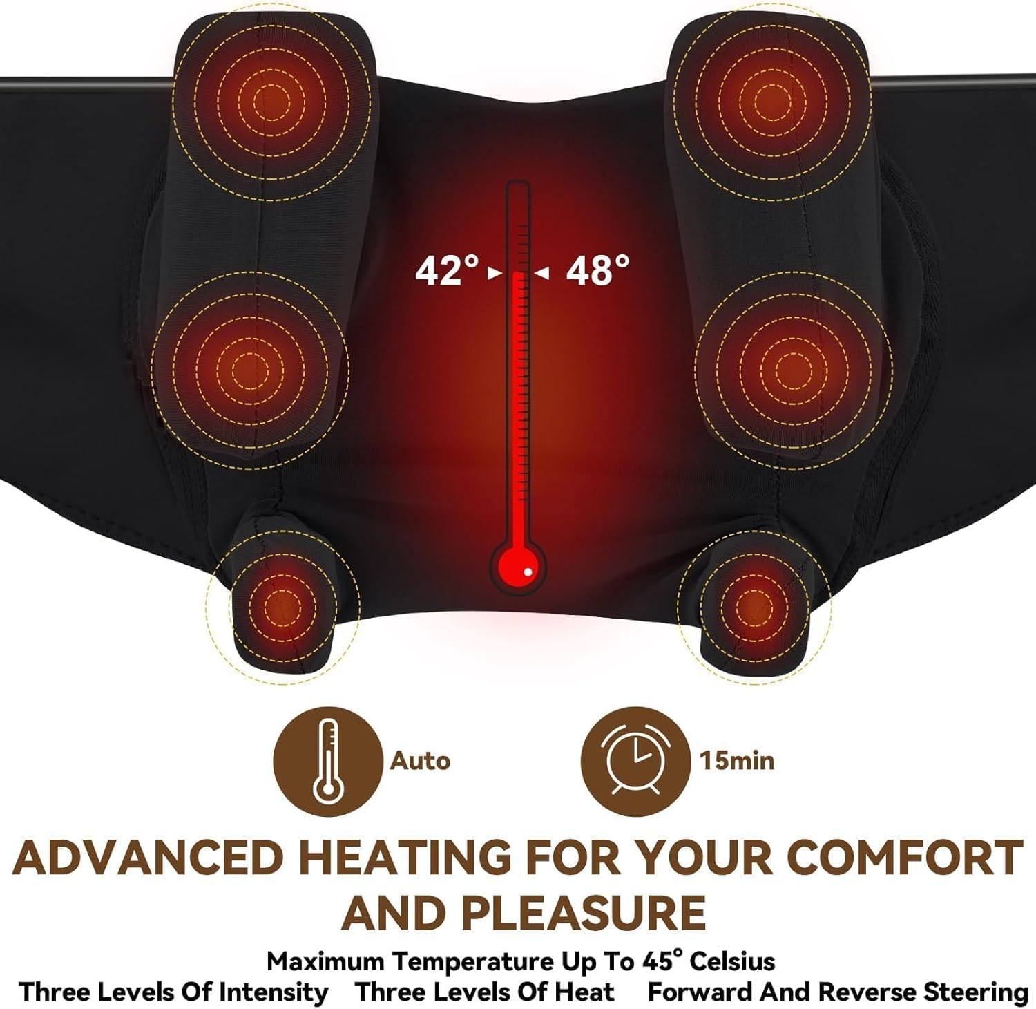 YOKONICO Neck Massager with Heat &ndash; Portable Shiatsu 6D Deep Kneading Massage Pillow for Neck, Back, Shoulders, Legs, and Feet- Relaxation & Muscle Pain Relief at Home or Office - Classic Black image number 2
