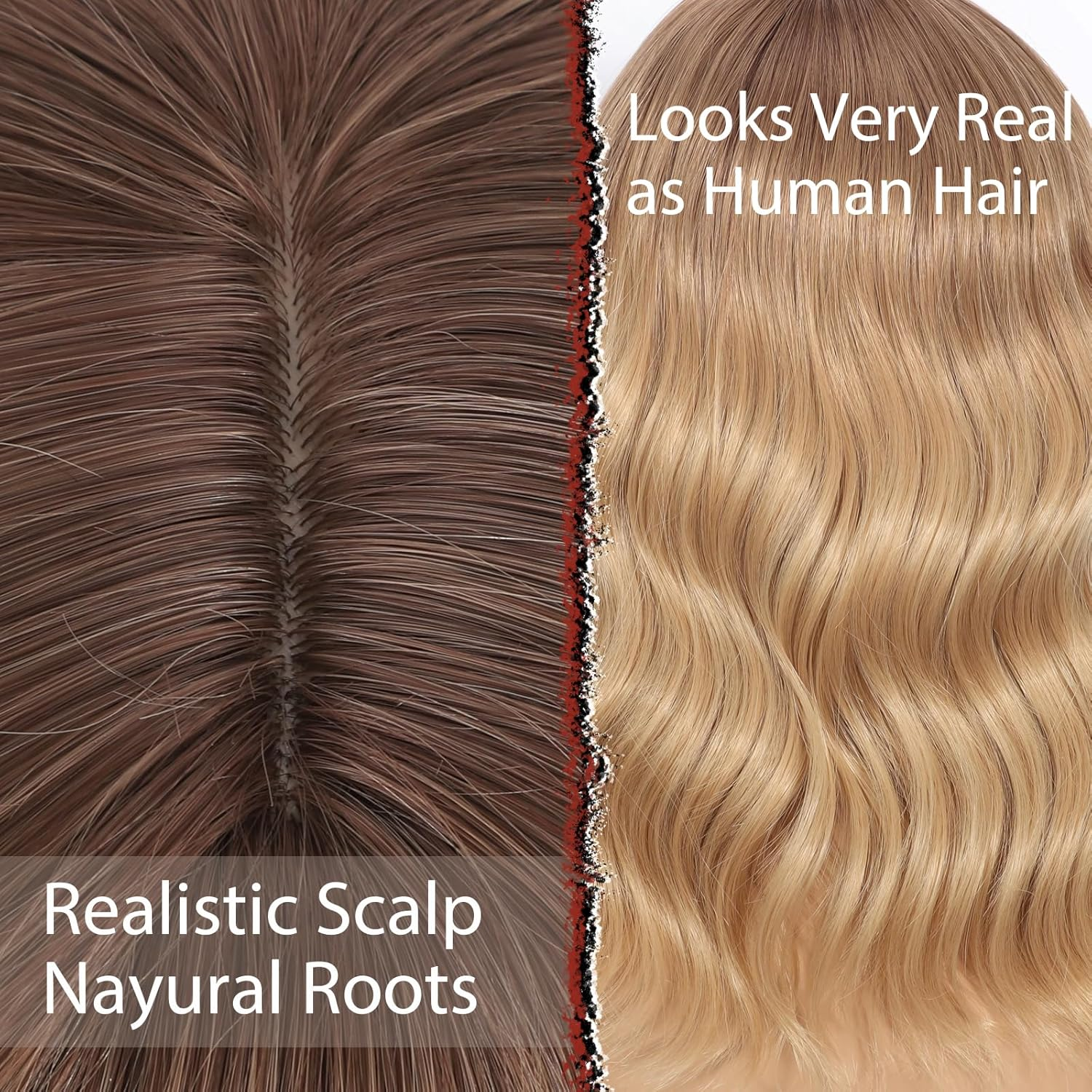 Wavy Wig with Bangs Short Curly Bob Wig for Women Highlight Style Synthetic Heat Resistant Bob Wigs for Daily Party Use (Ombre Dark Brown-Blonde, 14 Inch Bob) - Black Natural image number 2