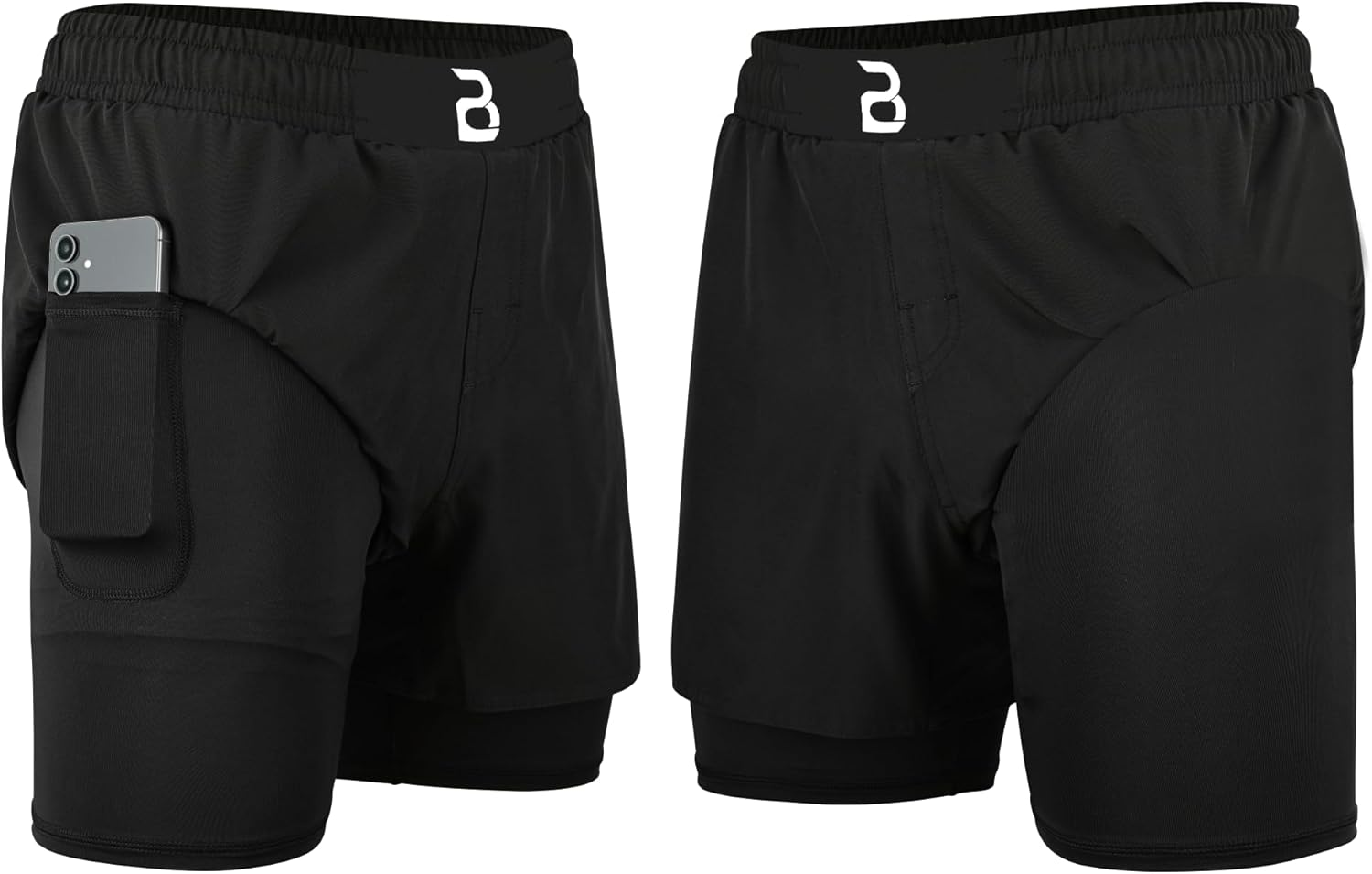 2BOLD MMA Kid&rsquo;S 2 in 1 Board Shorts BJJ Built in Compression Lining Athletic Gym Boxing Jiu-Jitsu No-Gi Grappling Shorts image number 2