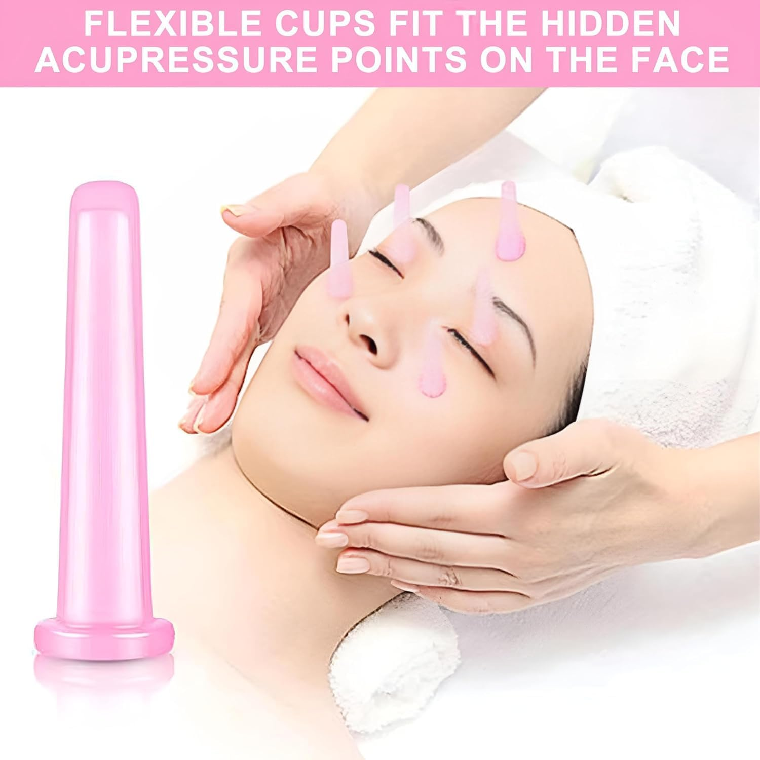 4-Piece Silicone Facial Cupping Set &ndash; Anti-Aging & Anti-Cellulite Vacuum Massage Cups for Face, Eyes, Neck, Back & Body Care &ndash; Rejuvenating Skin Beauty Tool(2 Small + 2 Large, Pink) image number 1