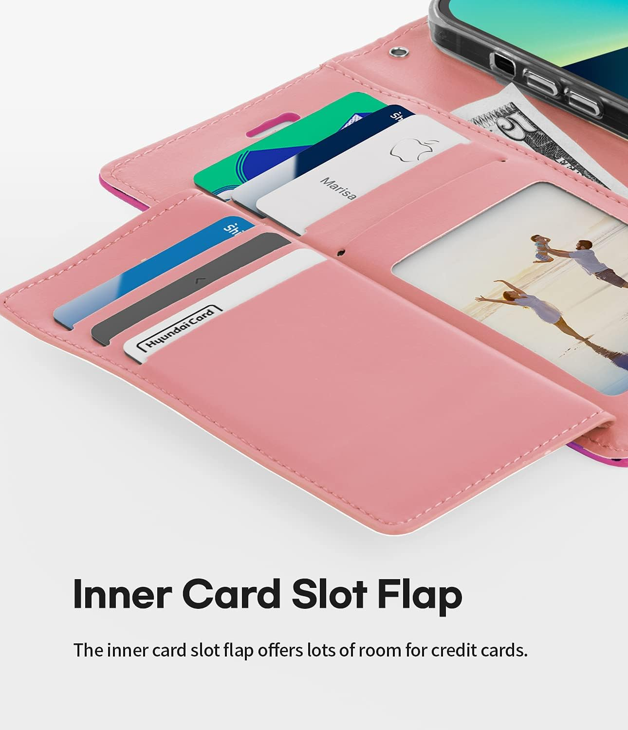 Rich Diary Case for Iphone 13 Mini - Hot Pink - Black image number 5